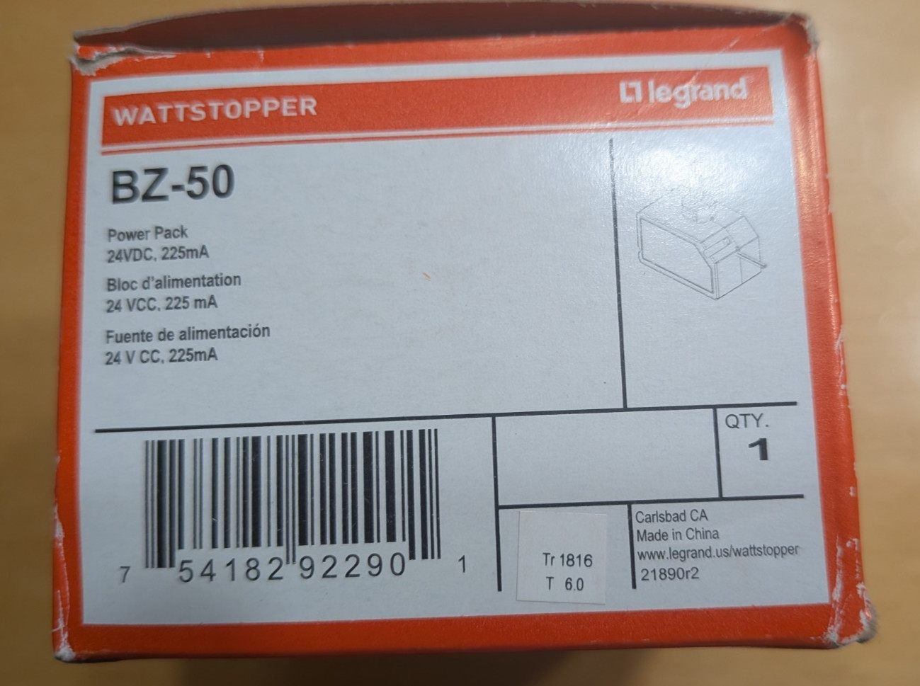WATTSTOPPER BZ-50 POWER PACK 120/277V 50/60HZ 24VDC 225mA BZ50 120/240VAC