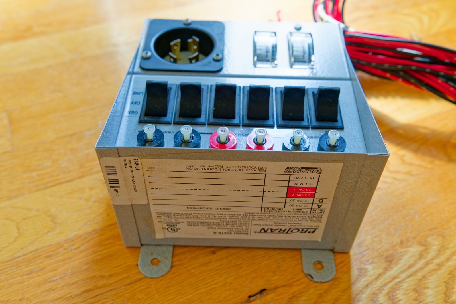 Reliance Controls 30216B 6 Circuit 30Amp Generator Standby Power Transfer Switch