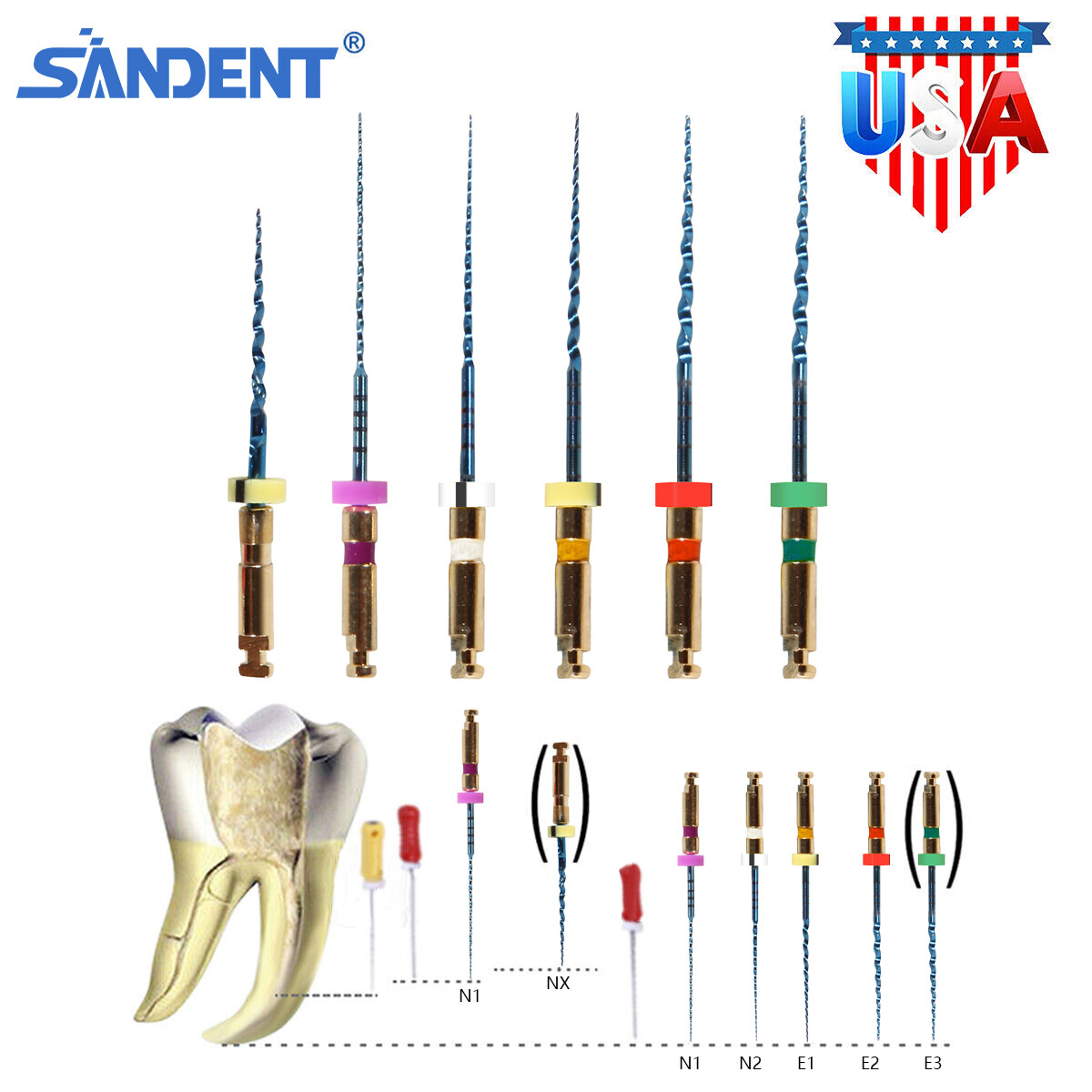 6Pcs/pack Dental Endo CV-Blue Taper File Niti Rotary Files 25MM Root Canal USA