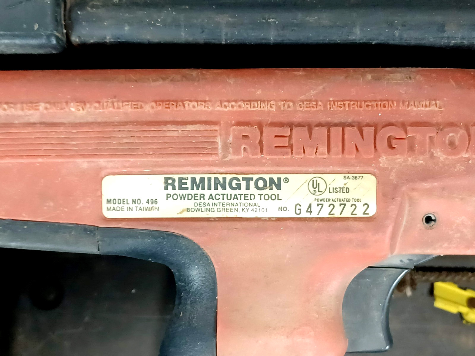 Remington Powder Actuated Tool, Model 496 With Case And Accessory