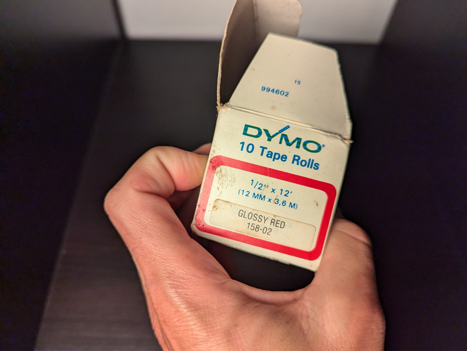 Vintage Dymo Labeling Tape | 1/2″ X 12′ | Glossy Red | 10 Rolls | Original Box