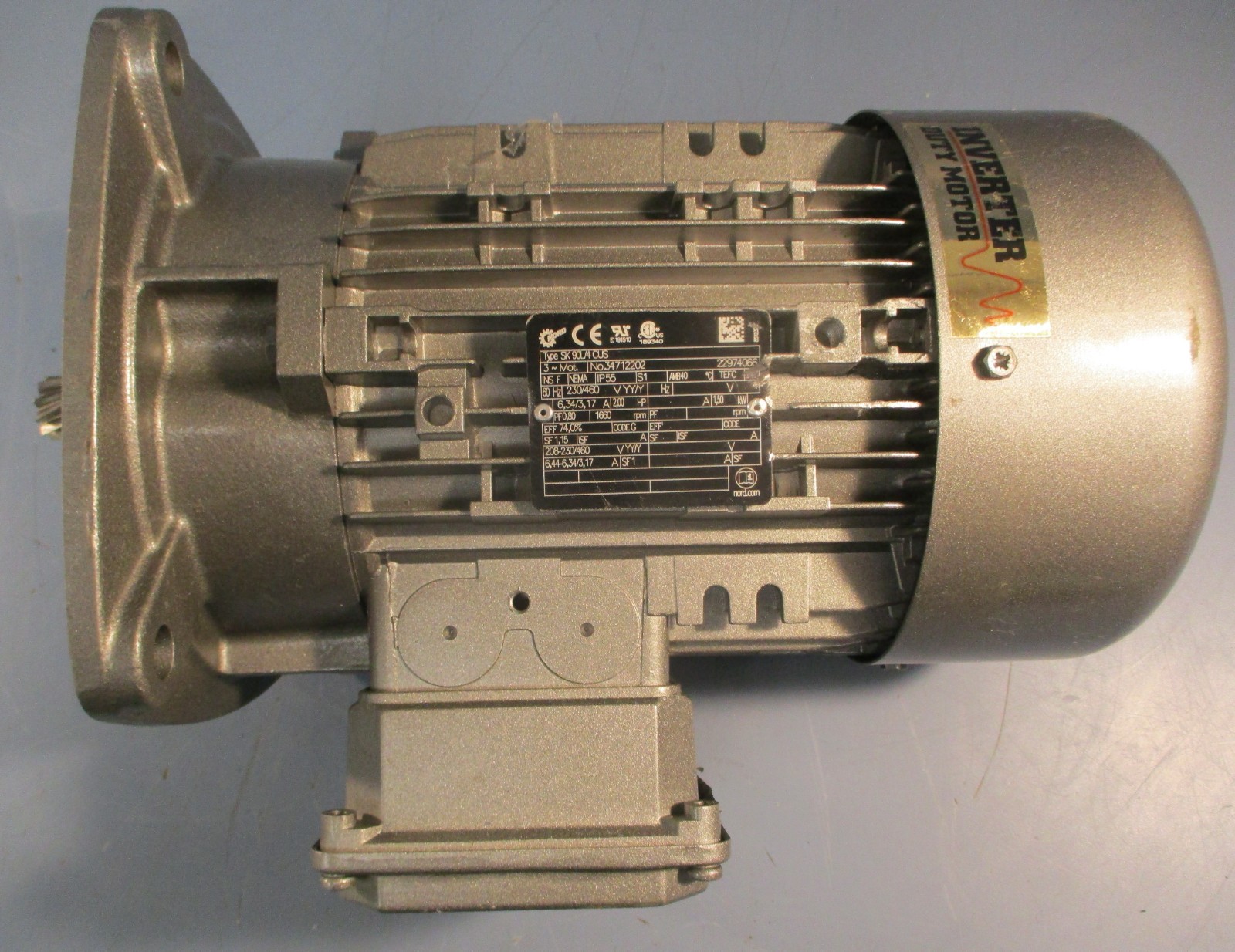Nord SK 90L/4 CUS 3-Phase Motor 1660RPM 230/460V 1.50 kW 2.00HP NOS