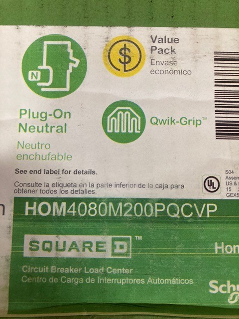 Square D Load Center HOM4080M200PQCVP Homeline 200 Amp 40 Space 80 Circuit Main