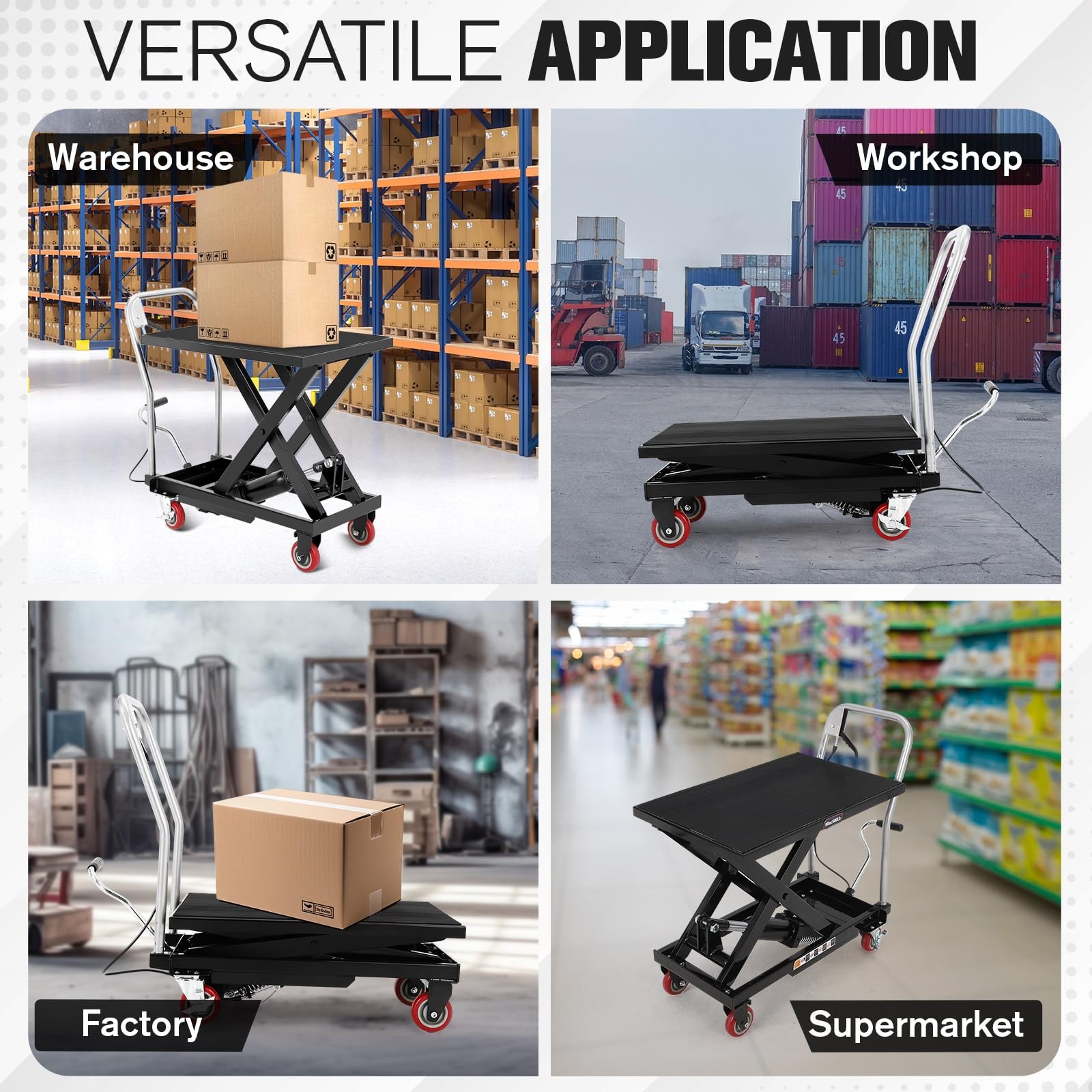 Manual Scissor Lift Foldable Hydraulic Lift Table Cart 500LBS 28.5in Non-Slip