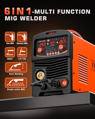 250A Aluminum MIG Welder 110V/220V 6-in-1 MultiProcess & TIG Welding Torch WP17V