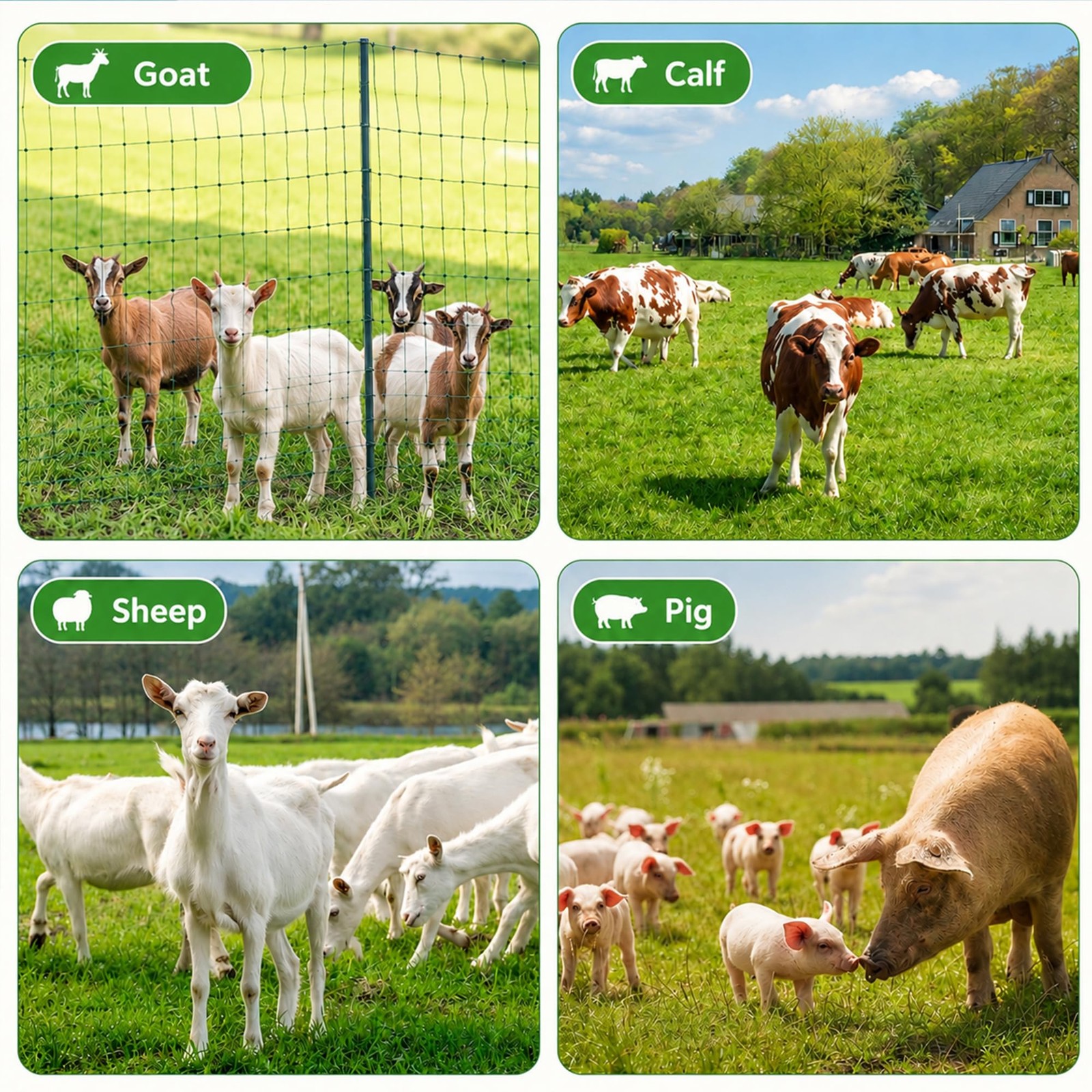 Electric Fence Netting Kit For Livestock Goat Portable 164’L X 42.5″ H 14 Posts