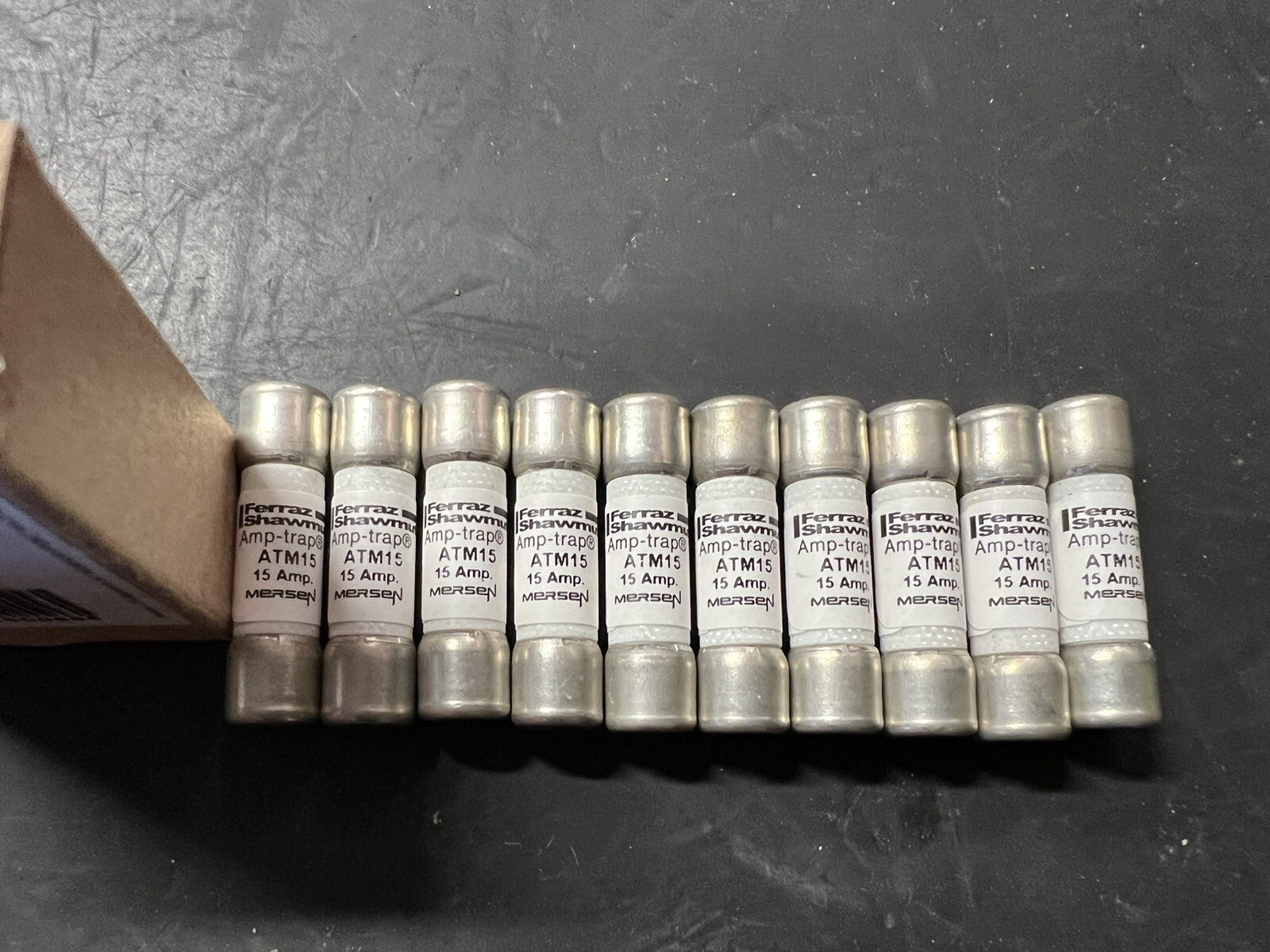 New Pack of (10) Mersen / Ferraz Shawmut ATM15 ATM 15 Amp Fuses 600 Volts NIB