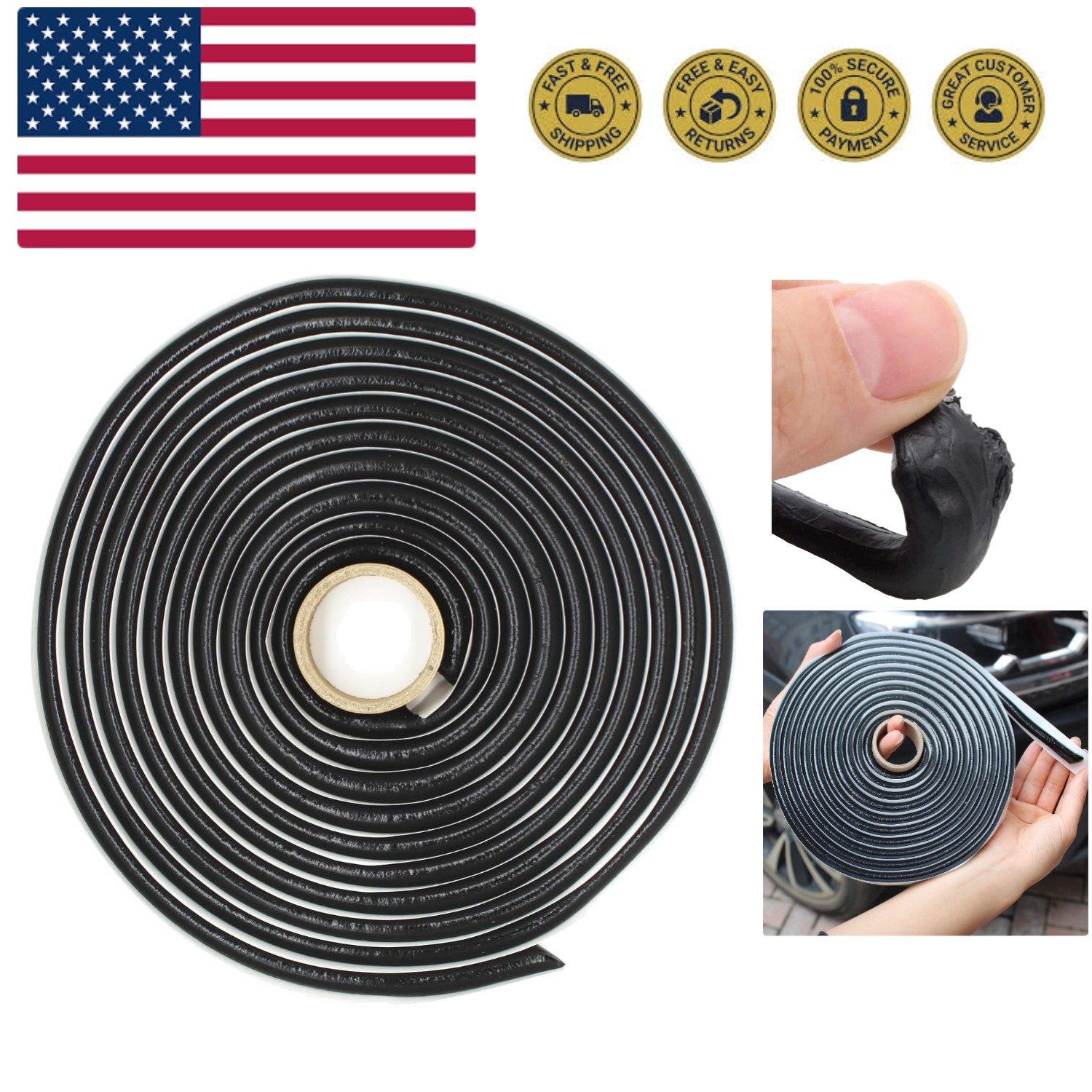 Butyl Tape 13Ft/4M Headlight Waterproof Sealant Tape Butyl Rubber Tape for Se…