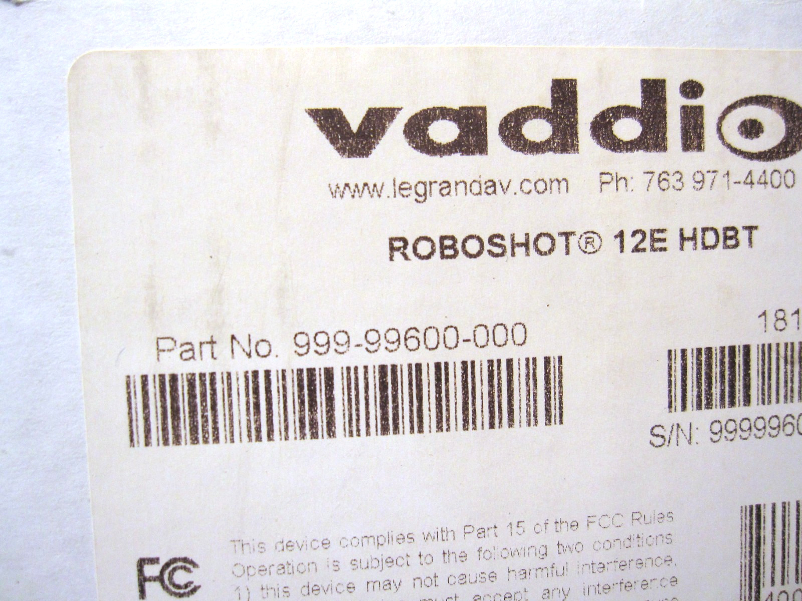 Legrand Vaddio RoboSHOT 12E HDBT PTZ Camera – Black – HD with PoE 999-99600-000