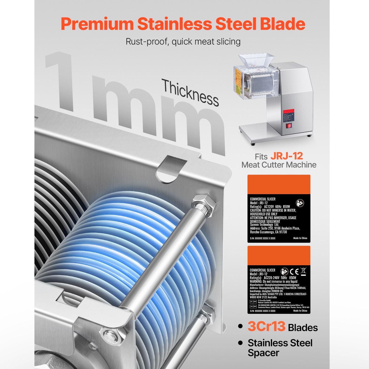 5mm Blade Stainless Steel Blade For SJY-DQ90 Commercial Meat Cutting Machine