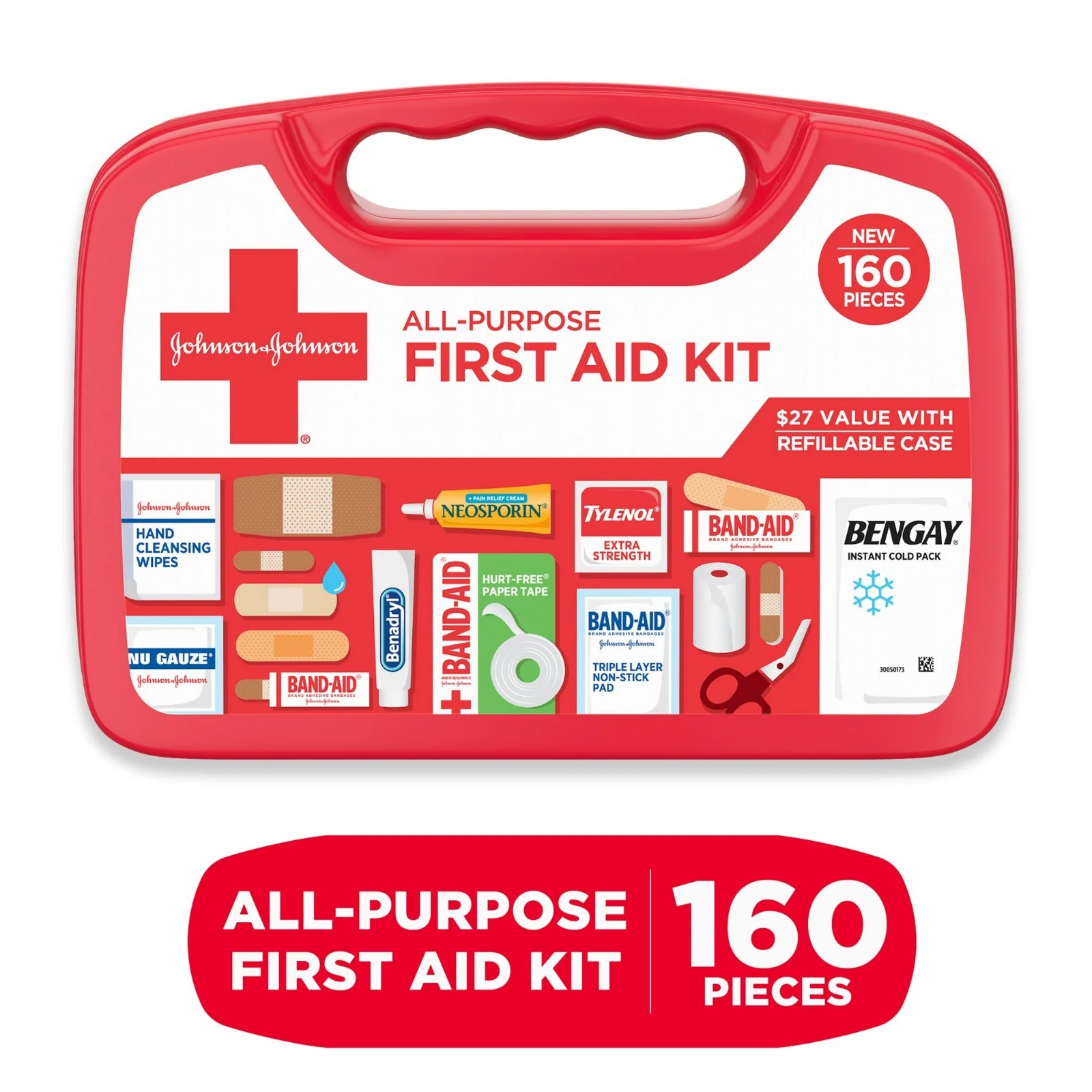 Johnson & Johnson Brand New Portable Compact First Aid Kit, 160 pc Exp 12/26