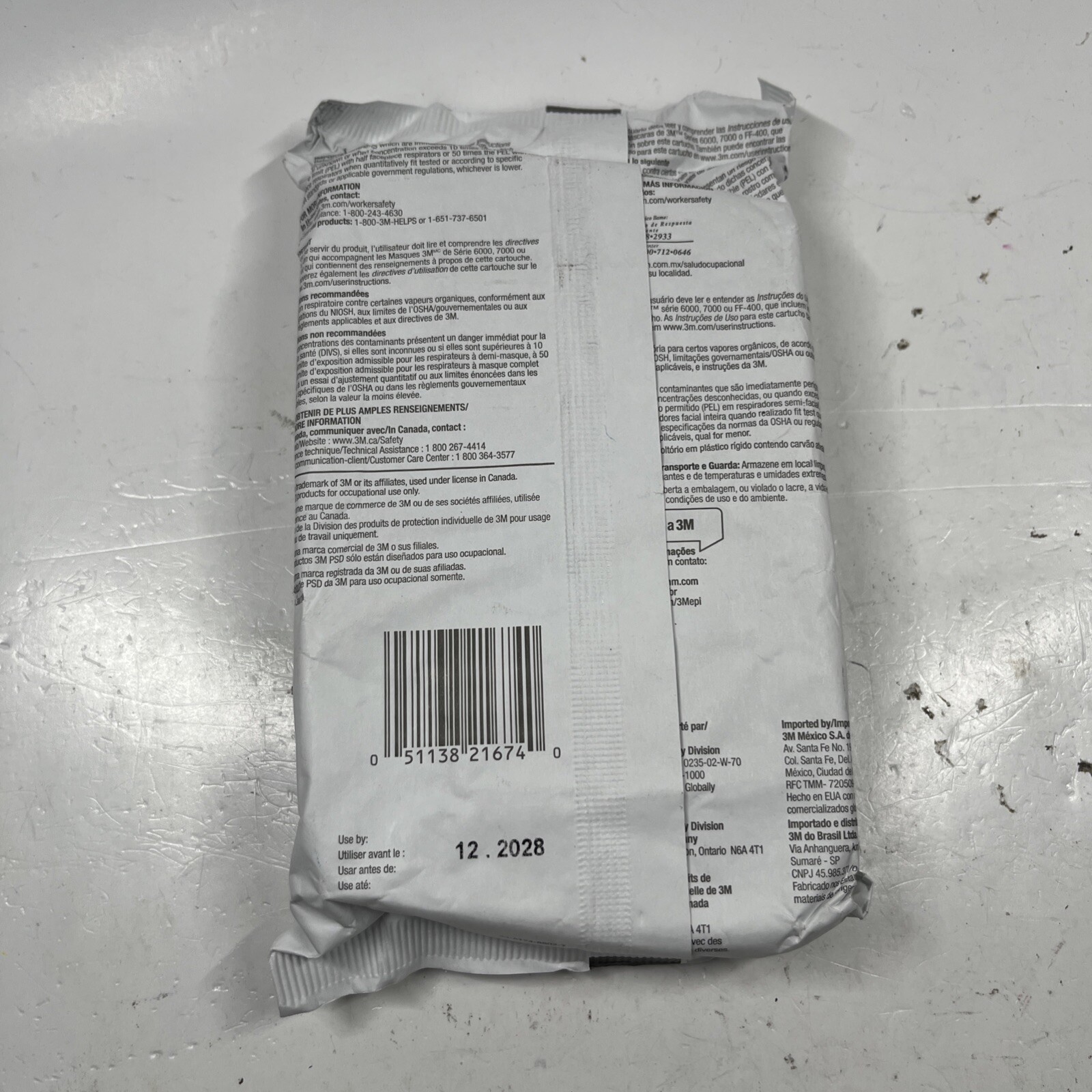 New Package of Two 3M Organic Vapor Cartridges, 6001, 12/2028, Long Shelf Life
