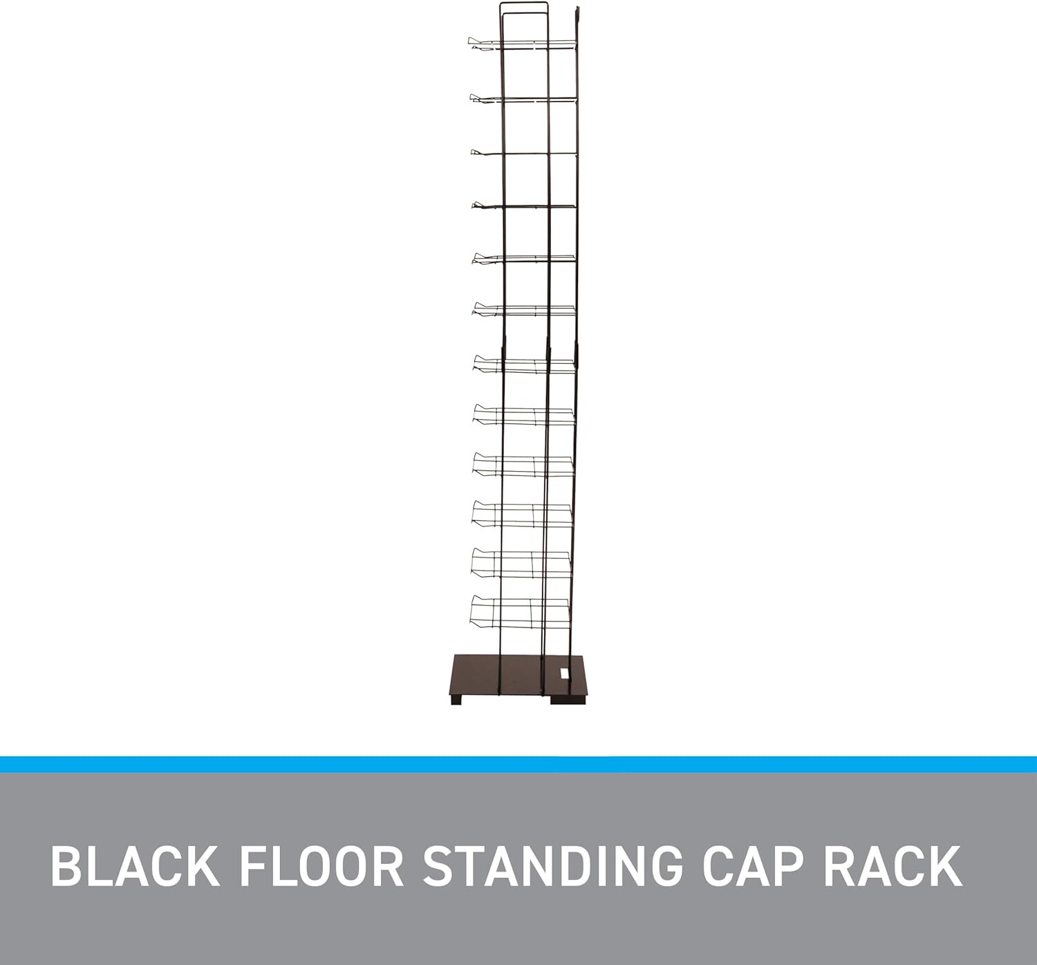 72 Hats Cap Hat Rack 12-Tier Baseball Tower Black Floor Standing Display 78″ H