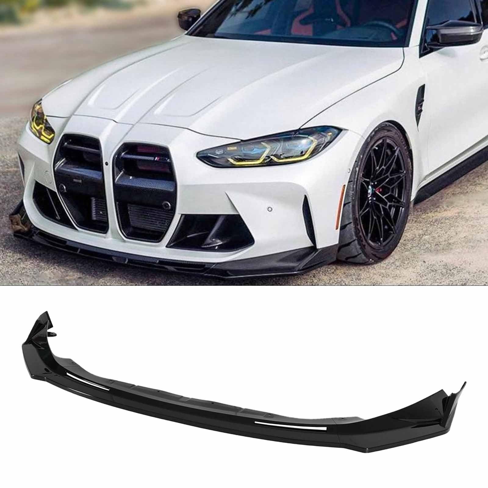 V-Style Front Lip G80 M3 G82 G83 M4 2021-2026 3PC Chin Splitter ABS Glossy Black
