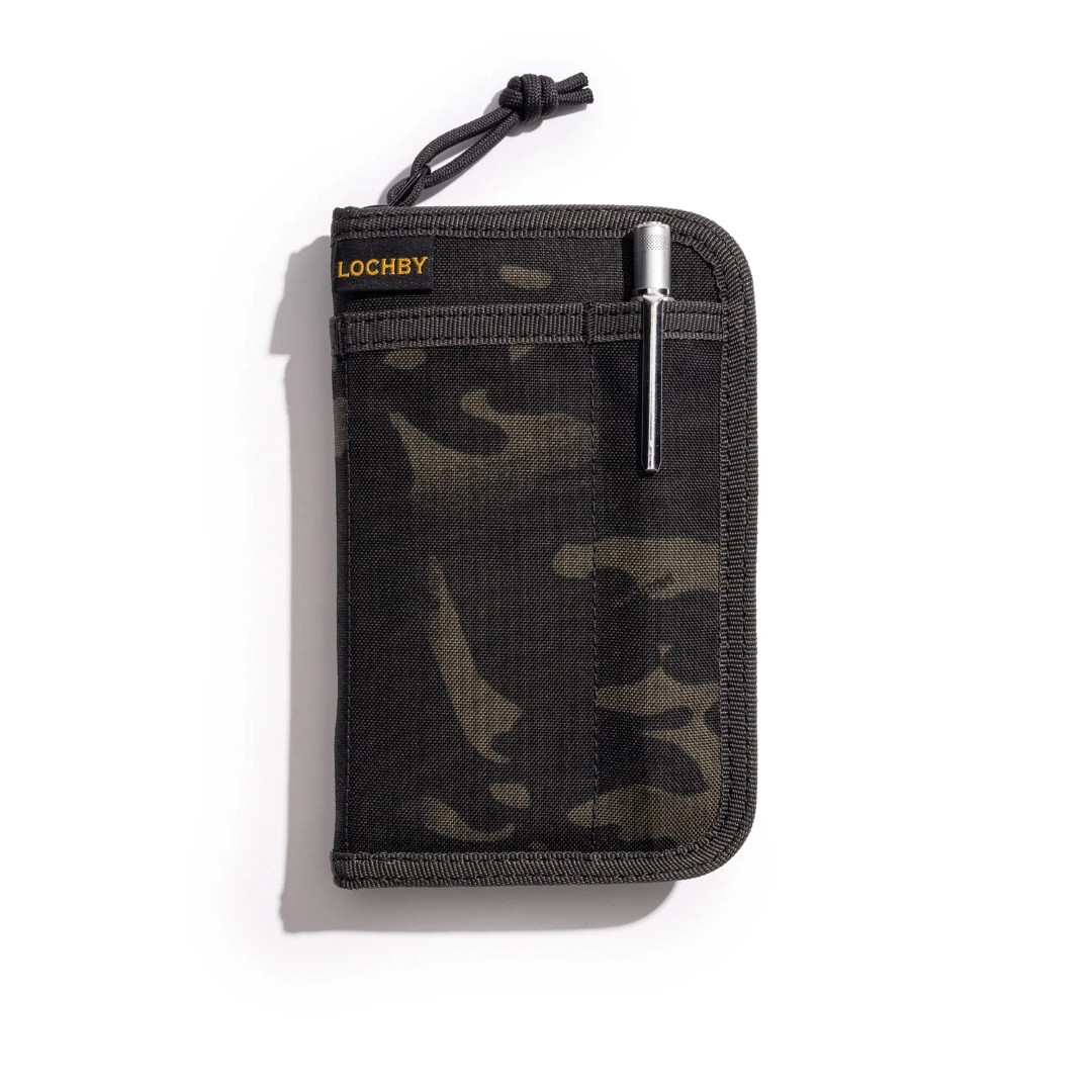 LOCHBY Pocket Journal Black Camo | Notebook Cover | Water Resistant Waxed Canvas