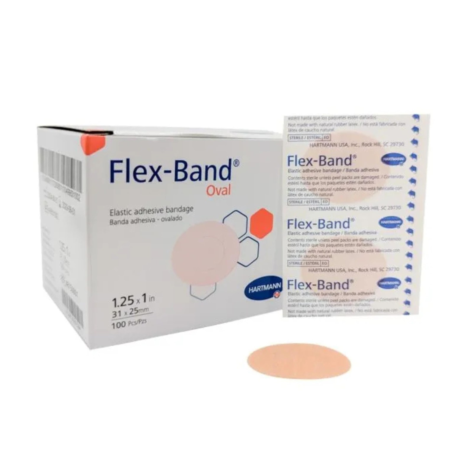 Flex-Band Bandages, Oval Pack of 100 100 Count (Pack 1), Tan