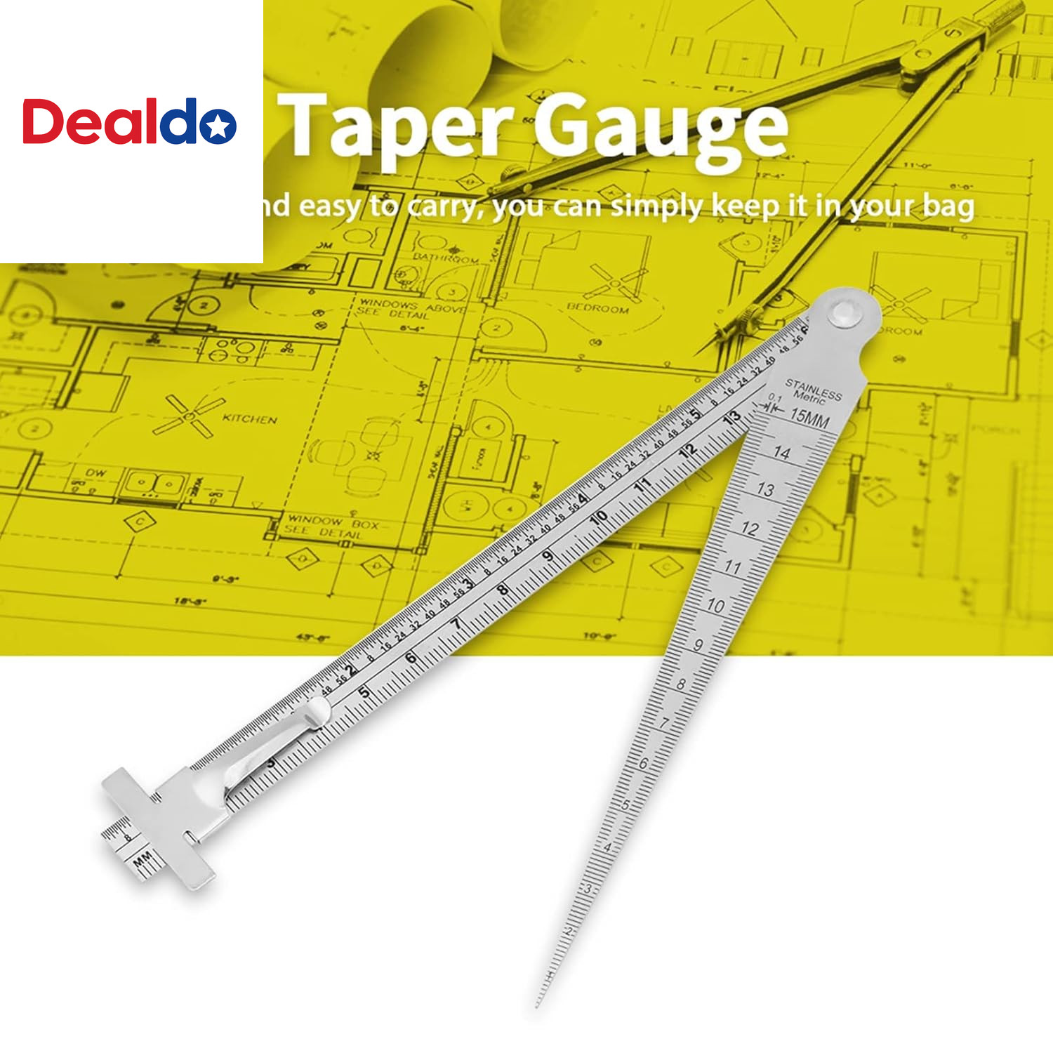 Stainless Steel Taper Gauge Metric Inch Precision Gap Depth Measuring Ruler
