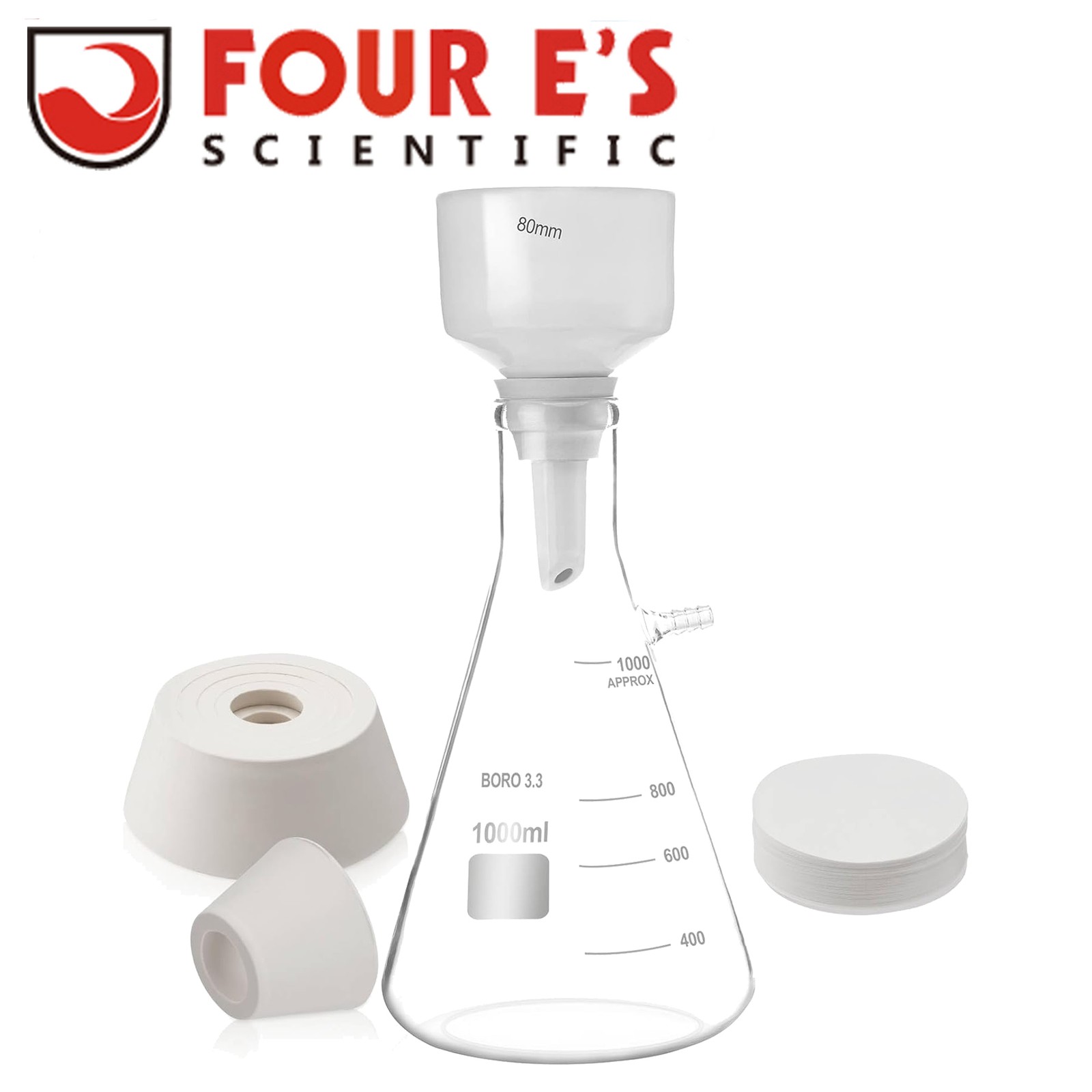1000ml Buchner Funnel Filtering Kit Lab Filtering Flask Glass w/ Flask Funnel US