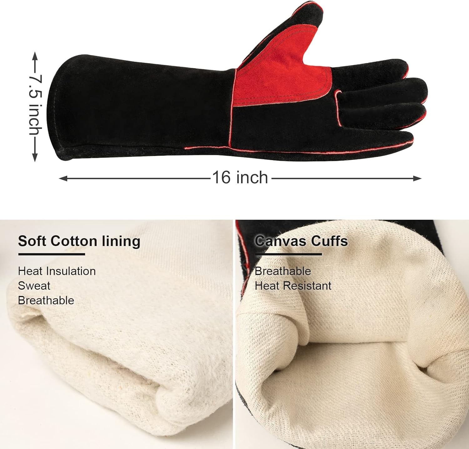 ARCCAPTAIN Leather Forge Welding Gloves 16 inches Gloves for Stick Mig Tig BBQ