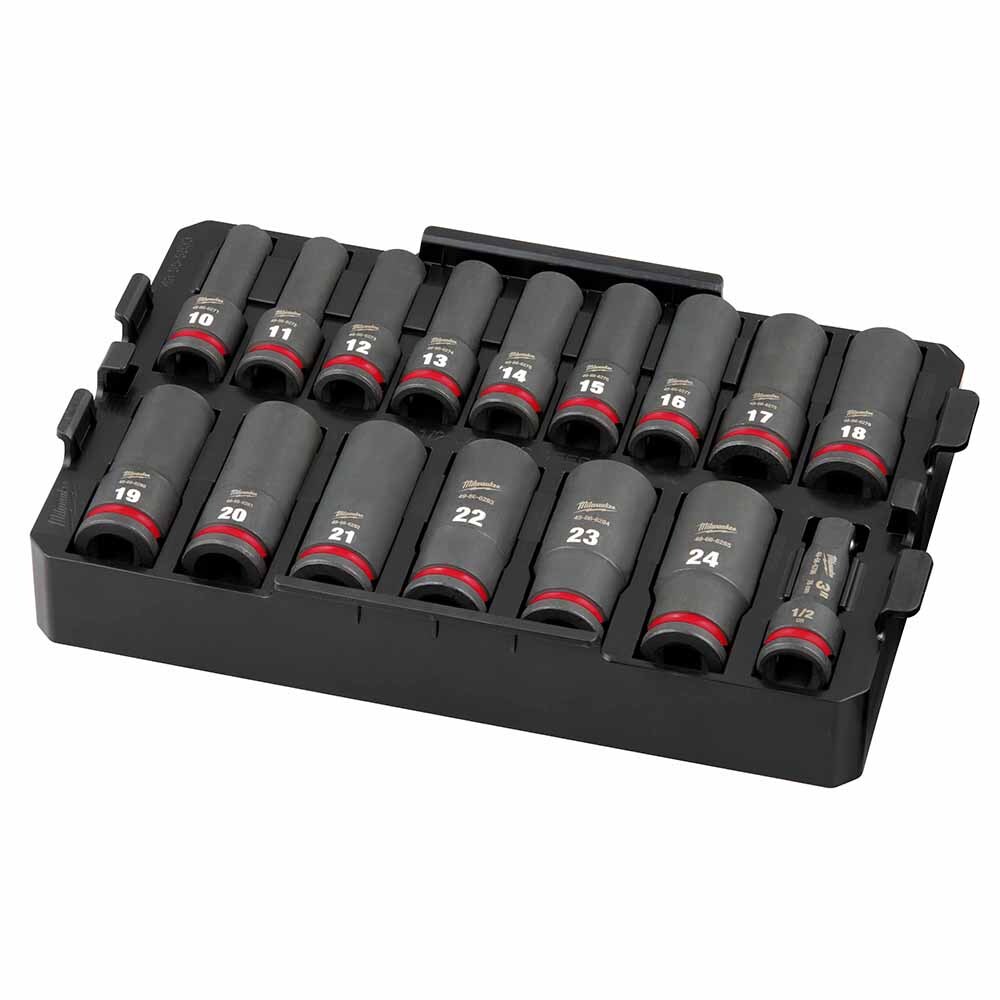 Milwaukee 49-66-6818 Shockwave Impact Duty Socket 1/2″ Drive 16-PC MM Tray Set
