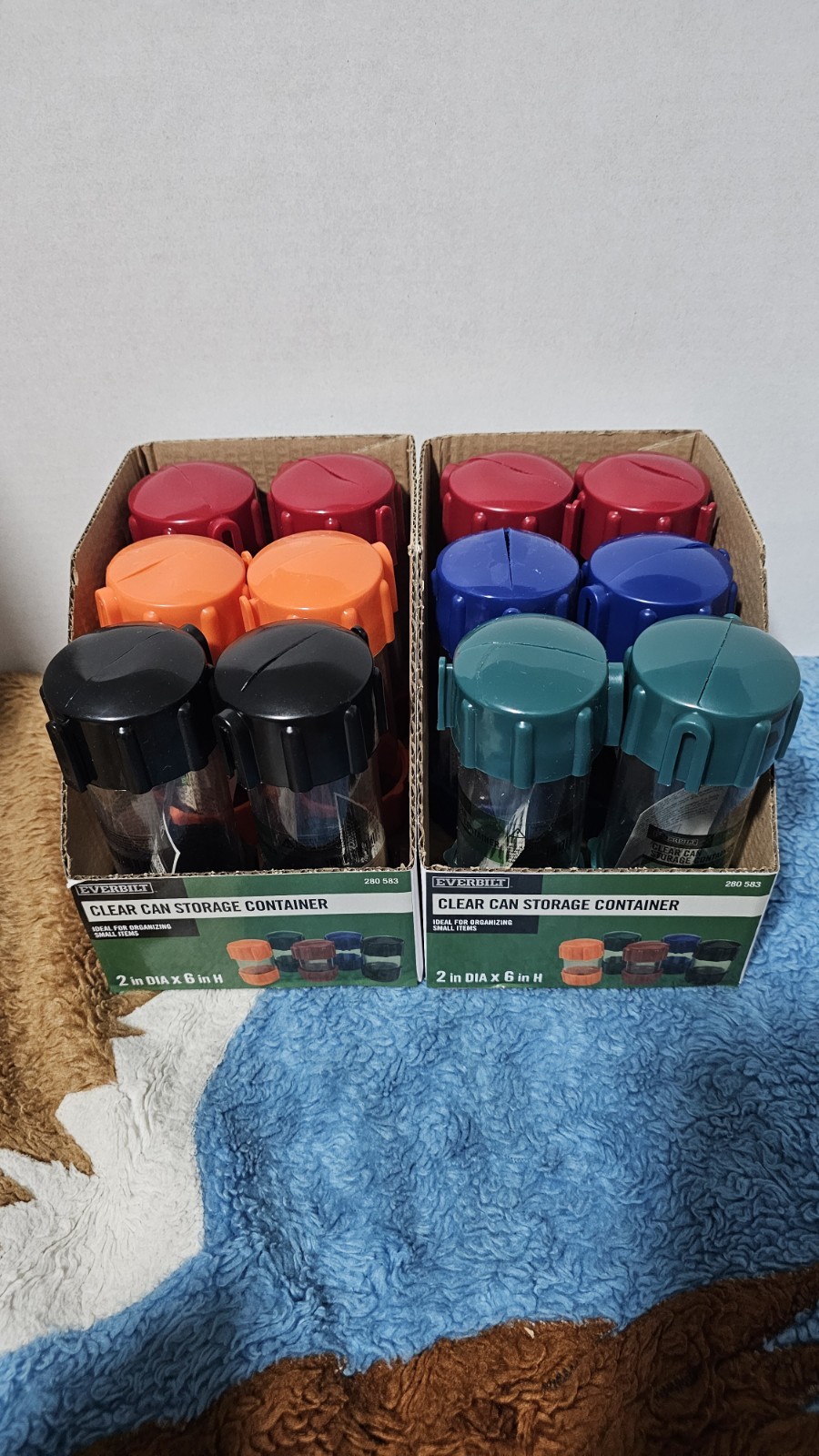 Everbilt 2 in. x 6 in. Clear Can Organizer. 12-Pack Brand New 5 Colors