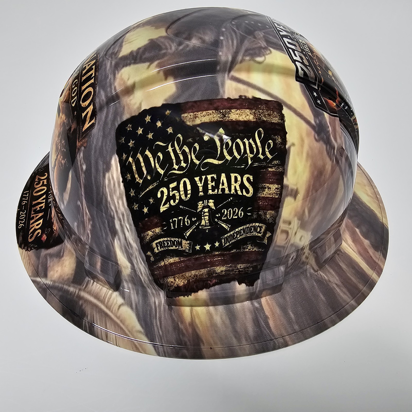 full brim hard hat custom hydro dipped IN AMERICA 250 YEARS ONE NATION STRONG