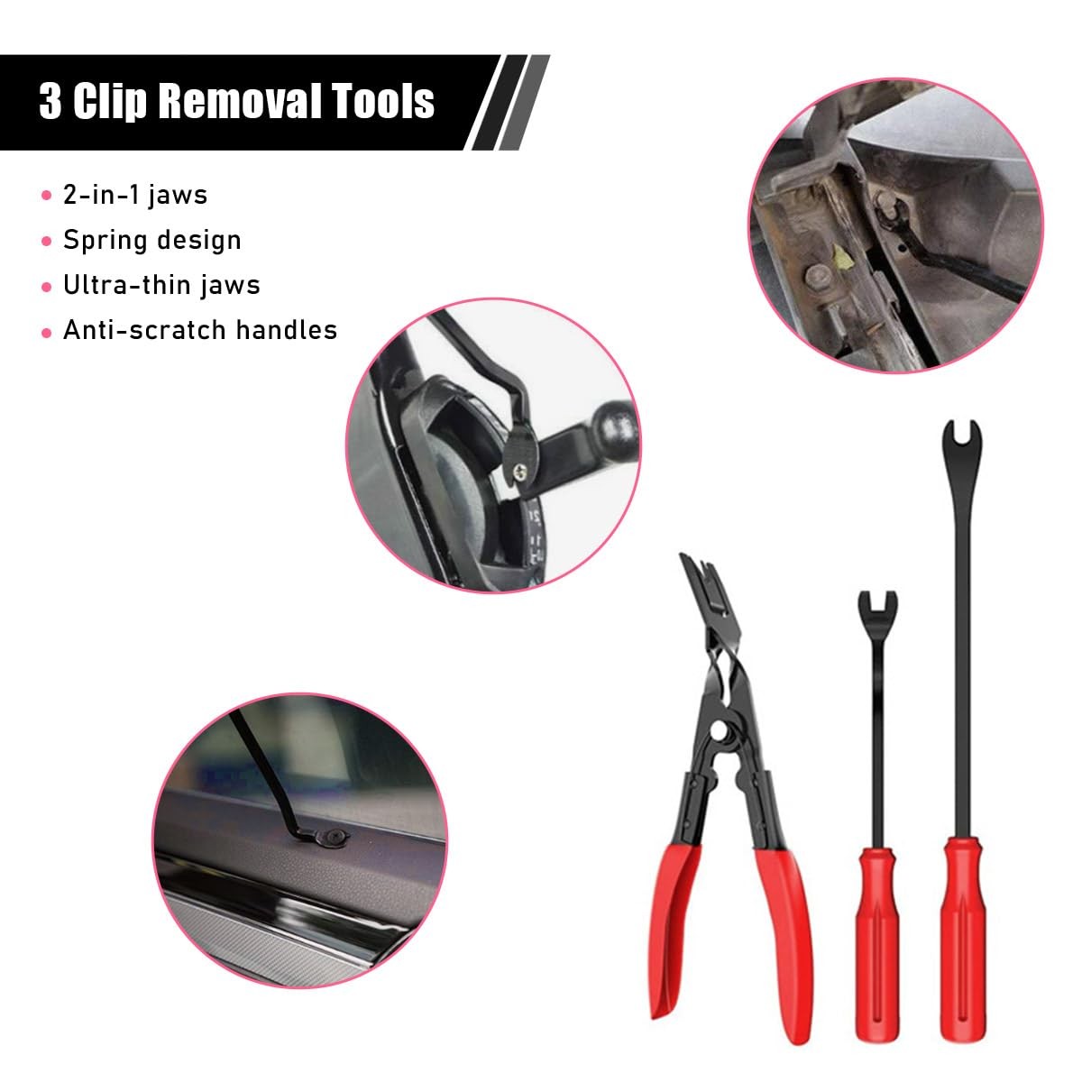 Suvnie 19PCS Trim Removal Tool Set, Car Panel Door 12.6×9.45×1.97 inches, Red