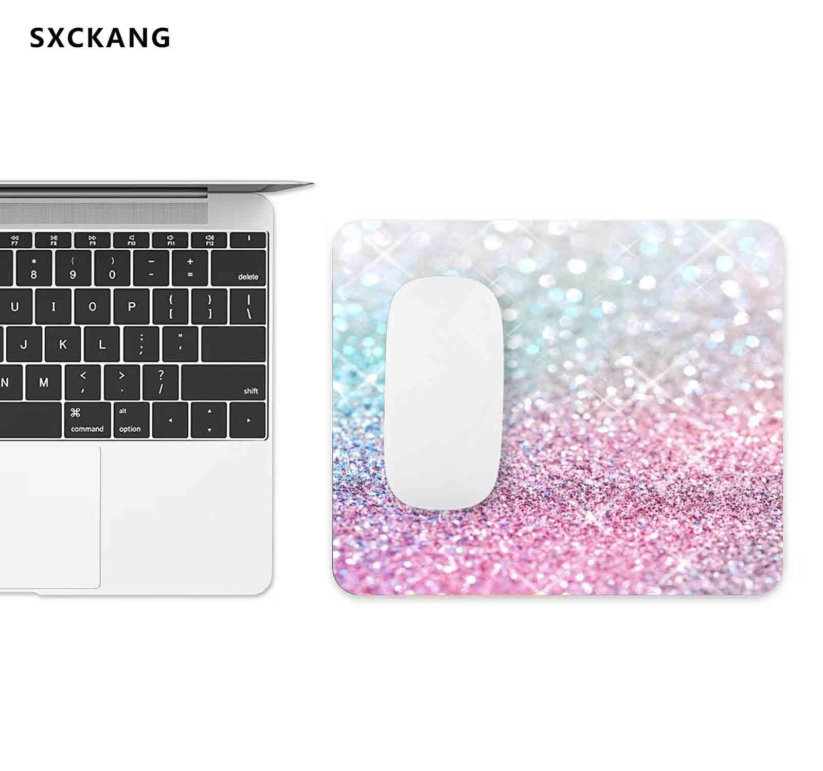 Pink Blue Sparkly Mouse Pad Cute, Rubber Glitter Bling Gradient Mousepad for …