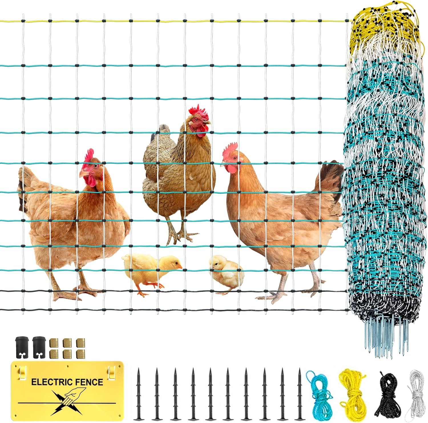 Updated Poultry Netting, Portable Electric Livestock Mesh Fence 47.5″ H x 168′ L