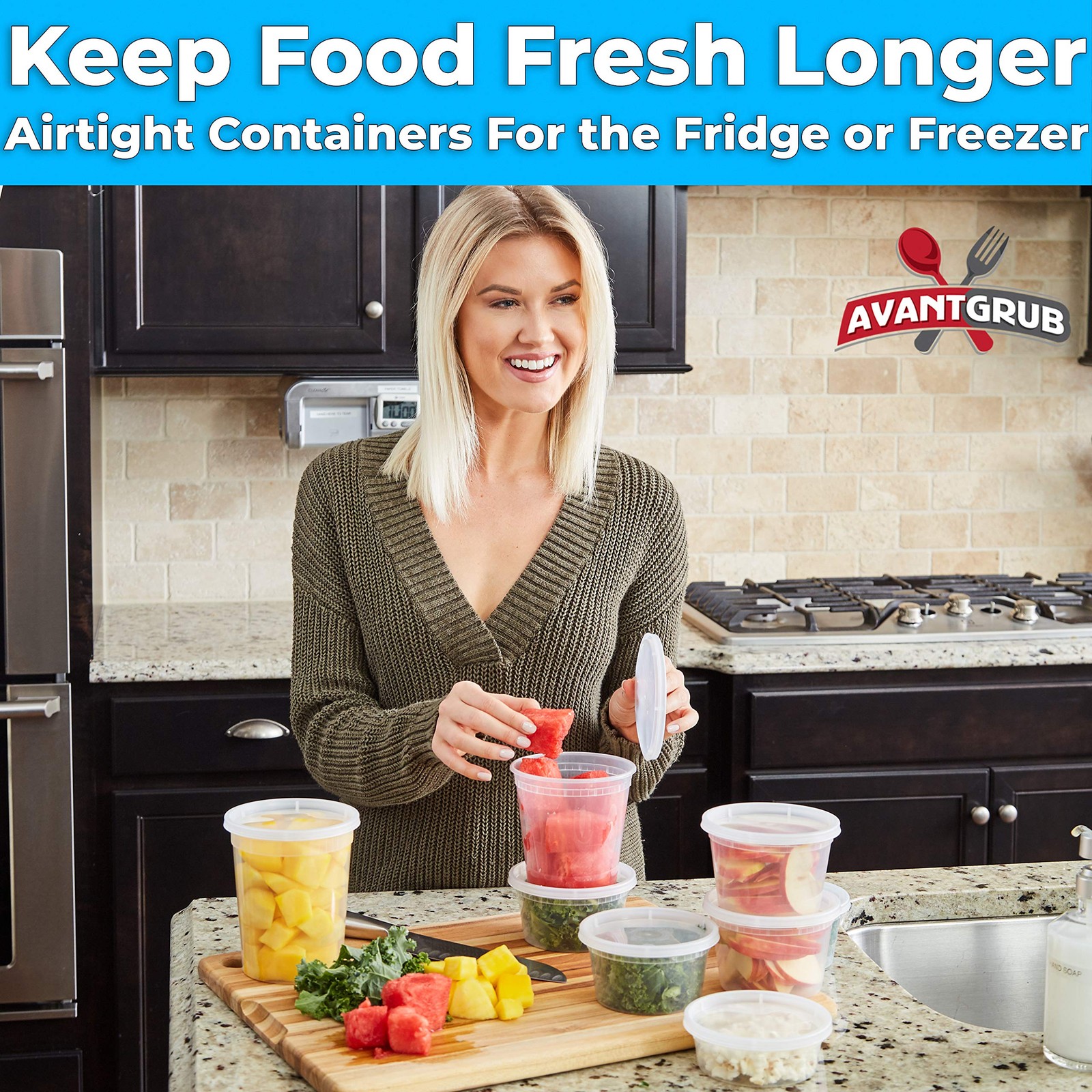 Deli-Grade BPA-Free 32oz Plastic Containers with Lids 24ct. 32 Oz, 24 Pack
