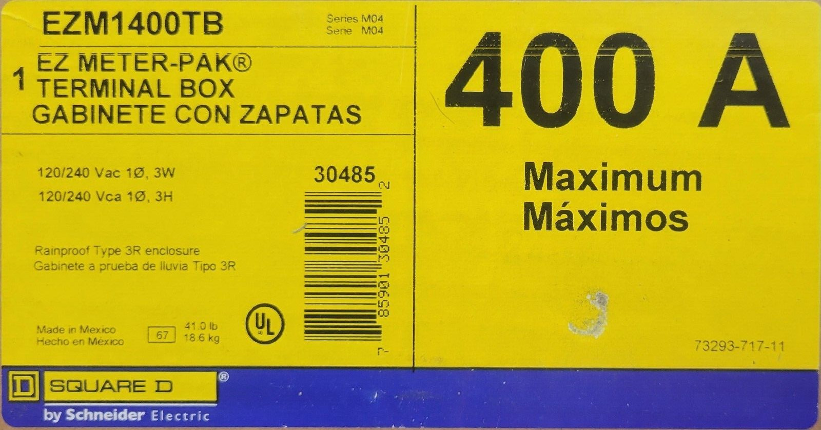 NEW SQUARE D EZM1400TB Meter Stack 400A single phase tap box