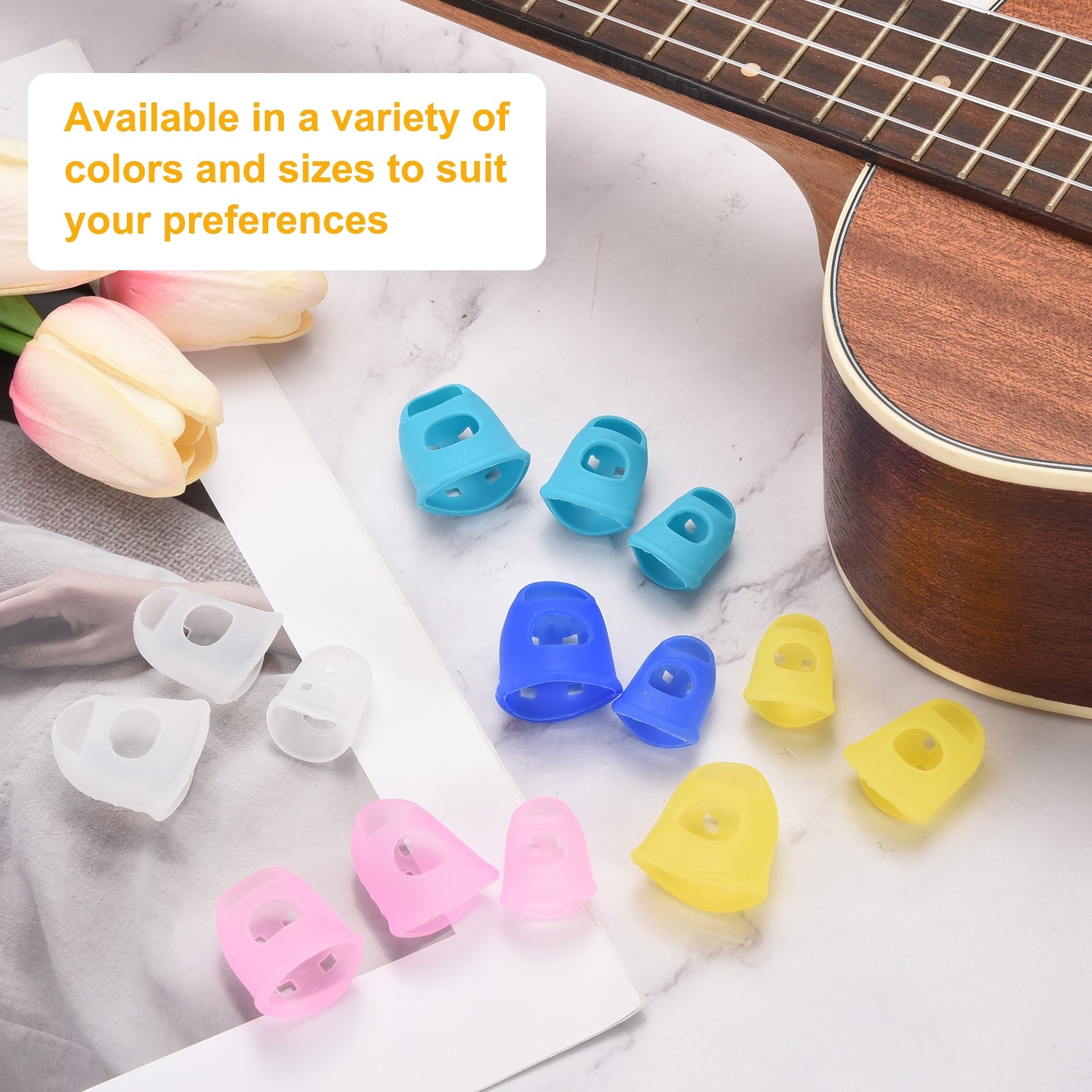 30 Pcs Silicone Finger Tips, 18/20/21.5/23/25mm Reinforced Finger, Yellow