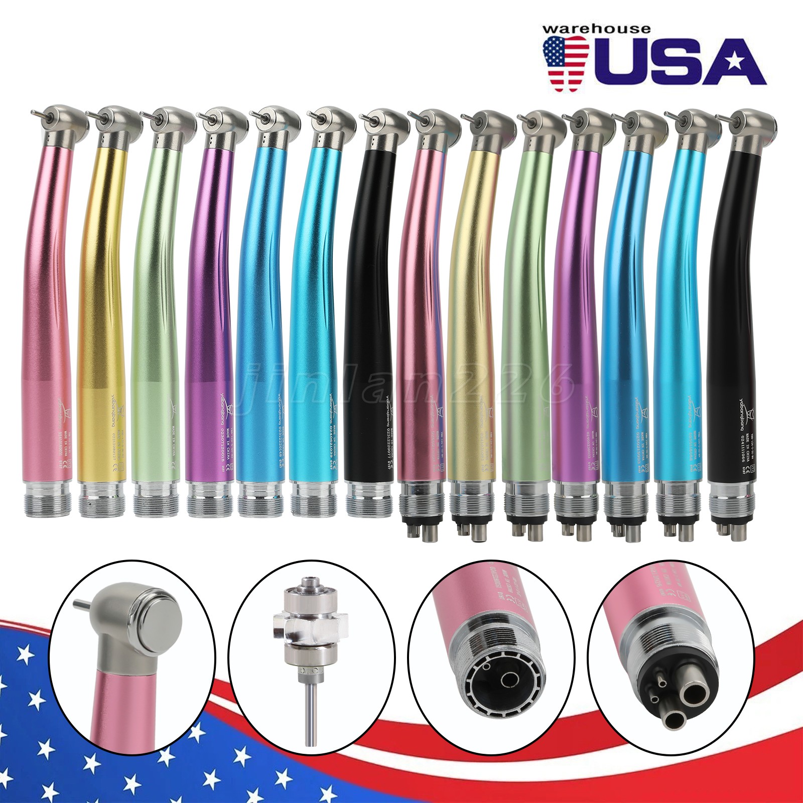 7 Color Dental High Speed Handpiece Push Button Turbine 2/4H NSK Pana Max Style