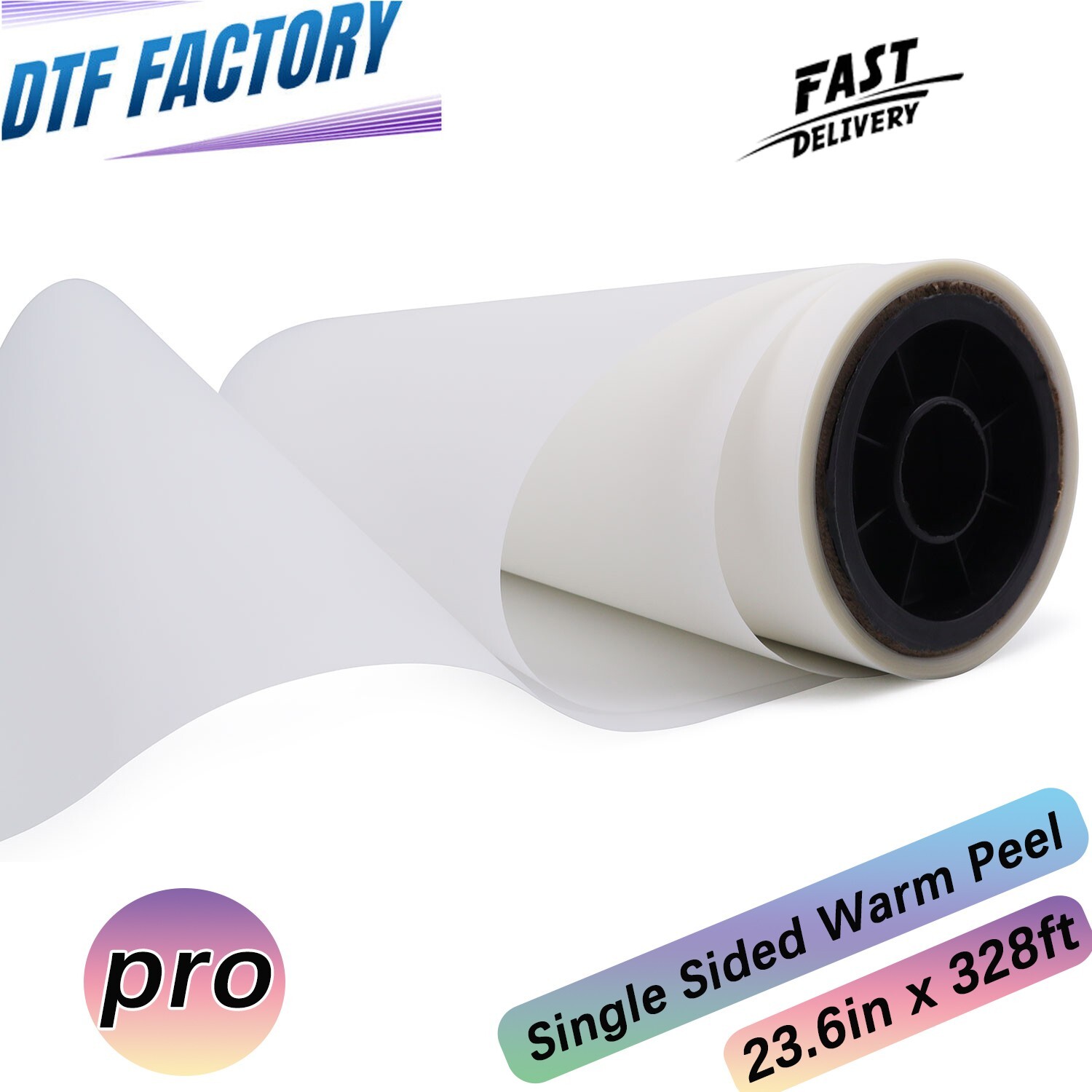 23.6″ x 328′ 24in direct to film DTF Film Premium Roll Single Side Warm Peel