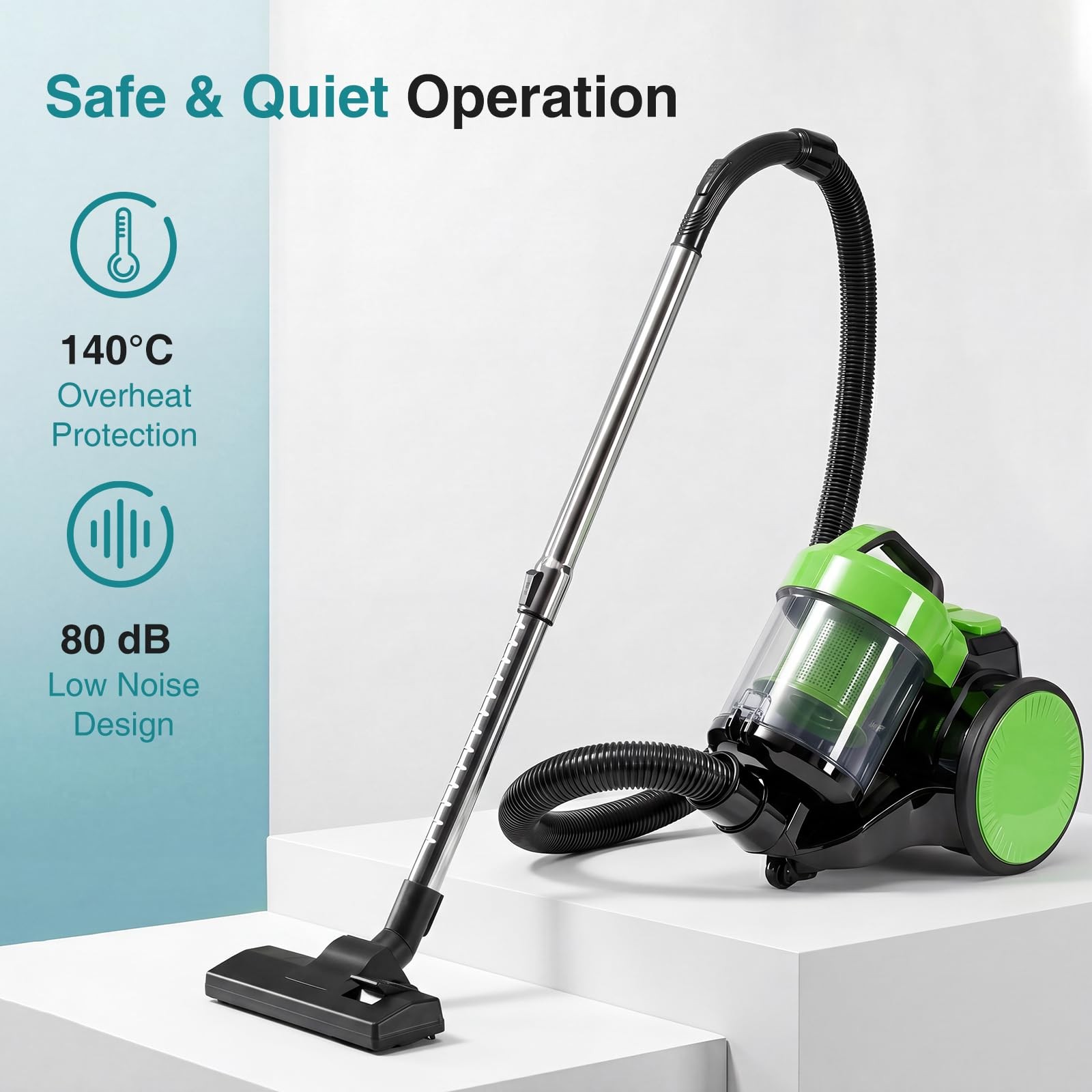 OLIXIS Canister Vacuum Cleaner for Home, 13.15″*9.45″*11.73″, Green