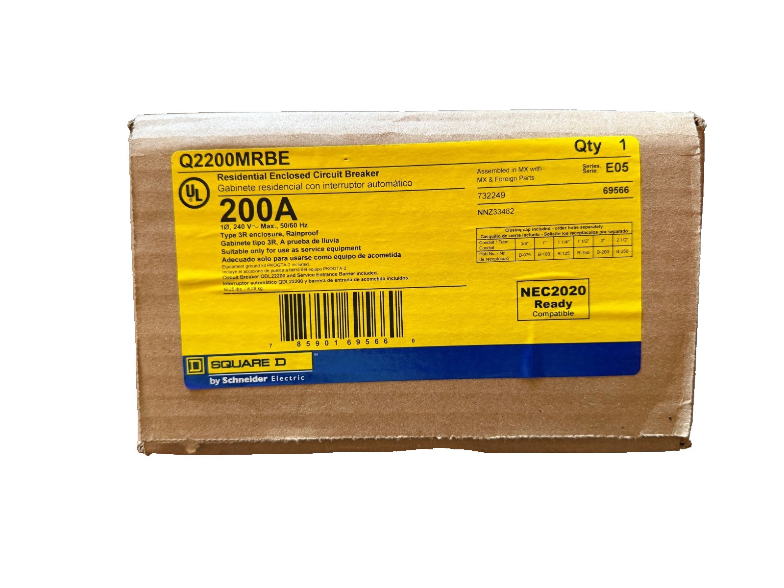NEW Square D Q2200MRBE 200A Breaker Enclosure w/ QDL22200RPTL PowerPact Breaker