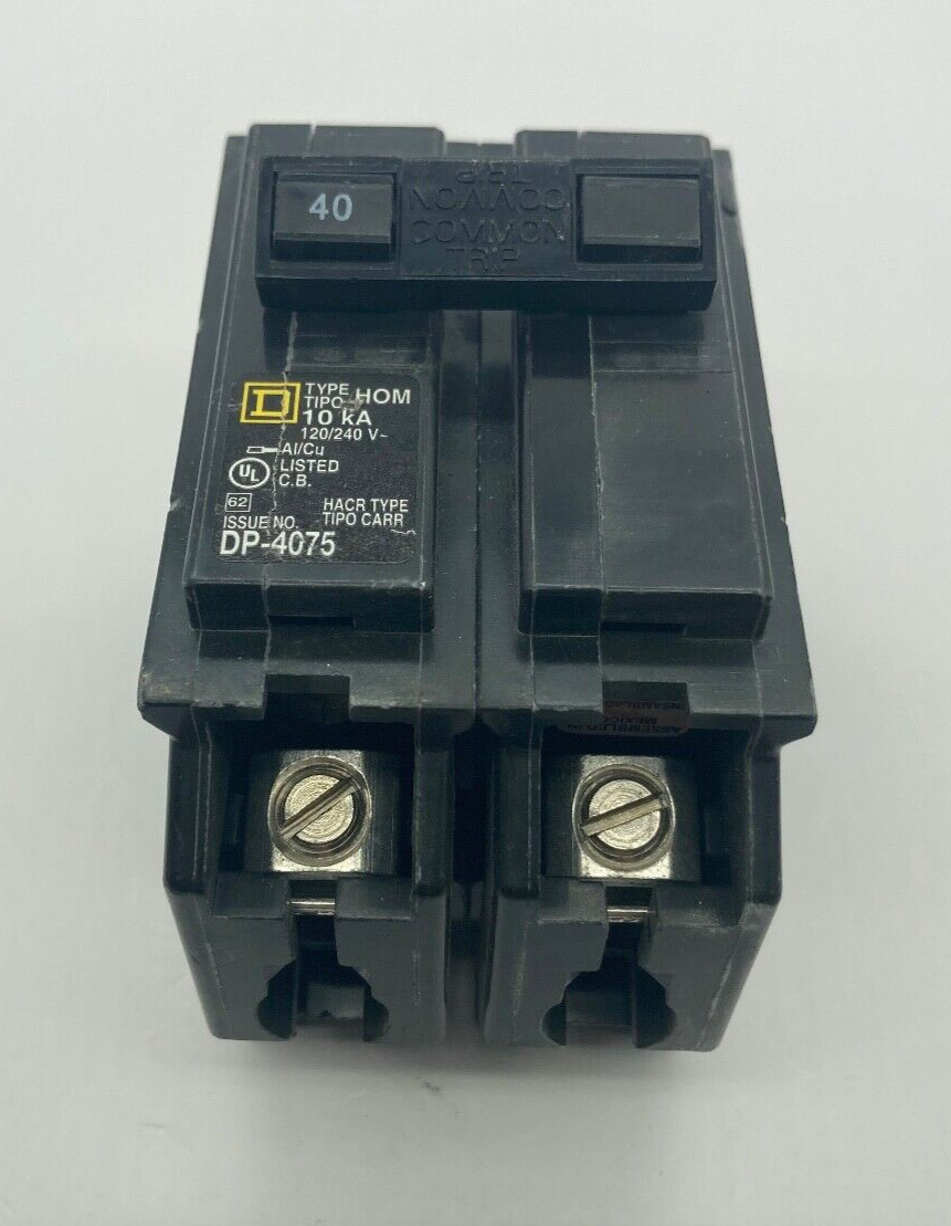 Homeline HOM240 2 Pole 40 Amp 120 240VAC Type HOM Plug In Circuit Breaker No Box