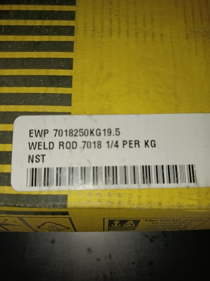 ESAB 1/4″x 18″ E7018-1H4 R, 14.3 lb box, 7018 welding electrodes