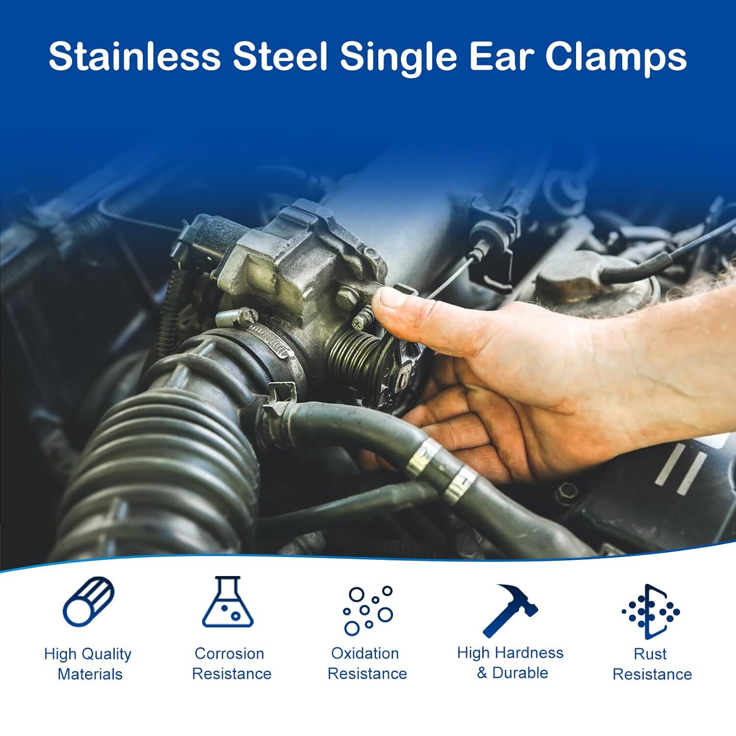 100/260X High Pressure Fuel Hose Clamps Stepless Stainless Steel Single Ear Clip
