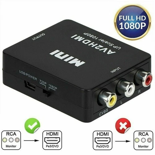 RCA AV to HDMI HD Converter Composite CVBS Video Adapter For TV/PC/DVD/PS3/ STB