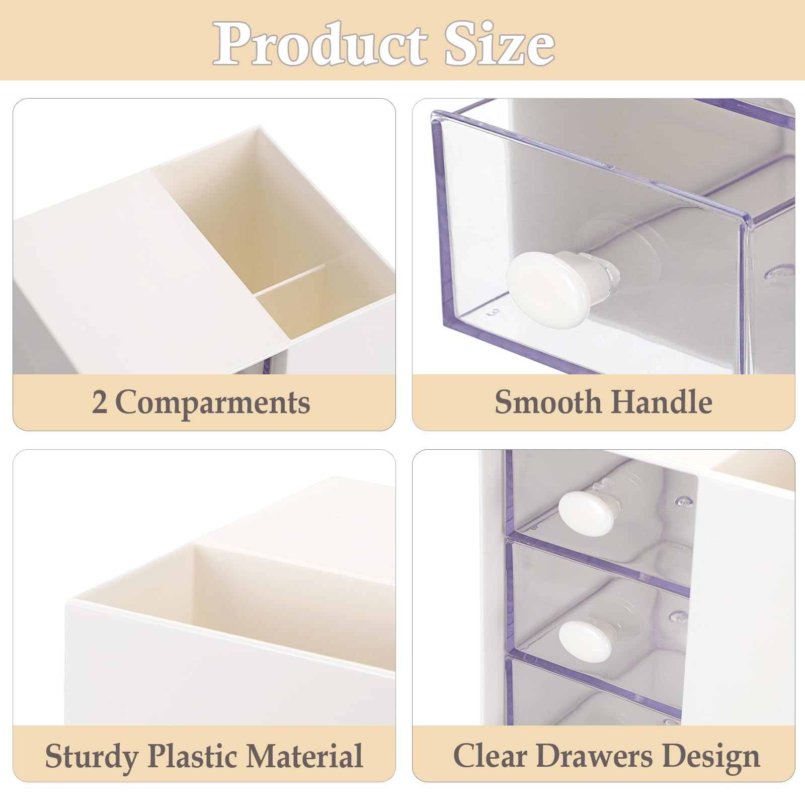 GUSHBIN Hair Accessories Organizer with Brush Holder 3-Layer, White