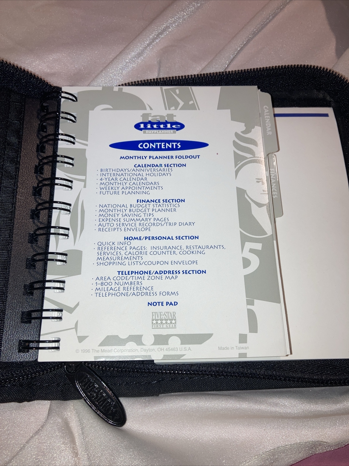 Mead Five Star Fat Little Day Planner 6.75″x5.5″ Zipper Binder Organizer 1996 !