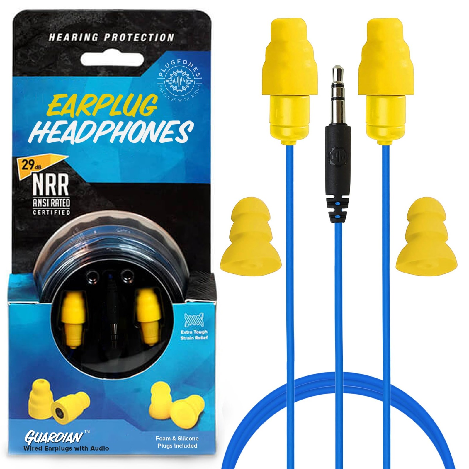 Guardian Earplug Headphones – OSHA Approved Noise Isolating in-Ear Earbuds