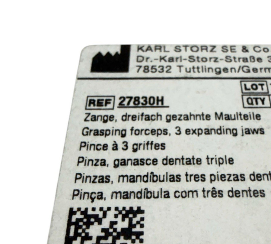 Karl Storz 27830H Grasping Forceps 5 Fr x 36 cm Triple Jaw Rigid U-Spring Handle