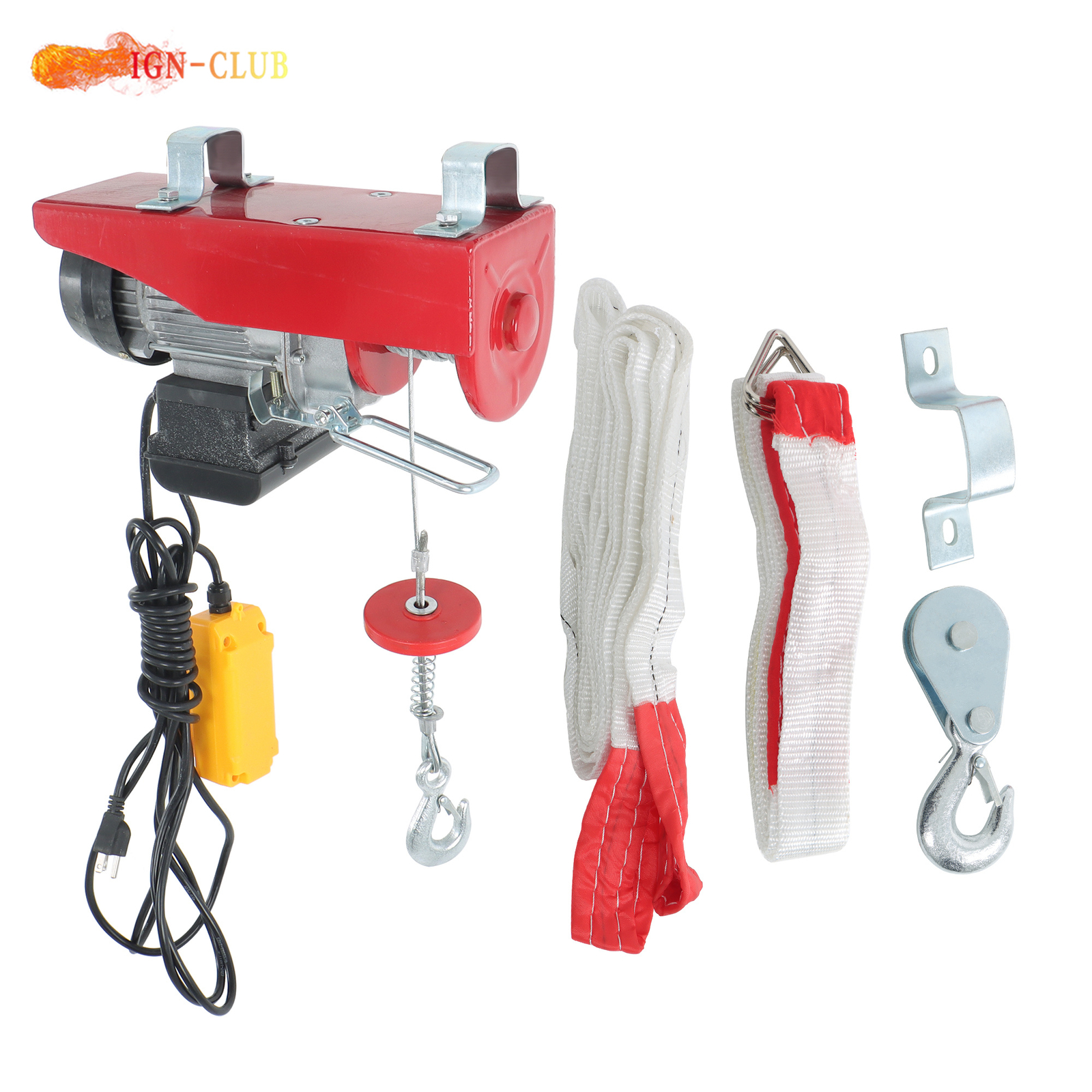 Industrial 110V Electric Winch 440LB Lifting Capacity 14FT Remote Garage Hoist