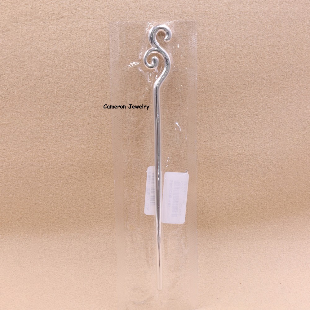 Pure S999 Fine Silver Cloud Spiral Hair Stick Chinese Hair Pin 32-33g 6.3inch