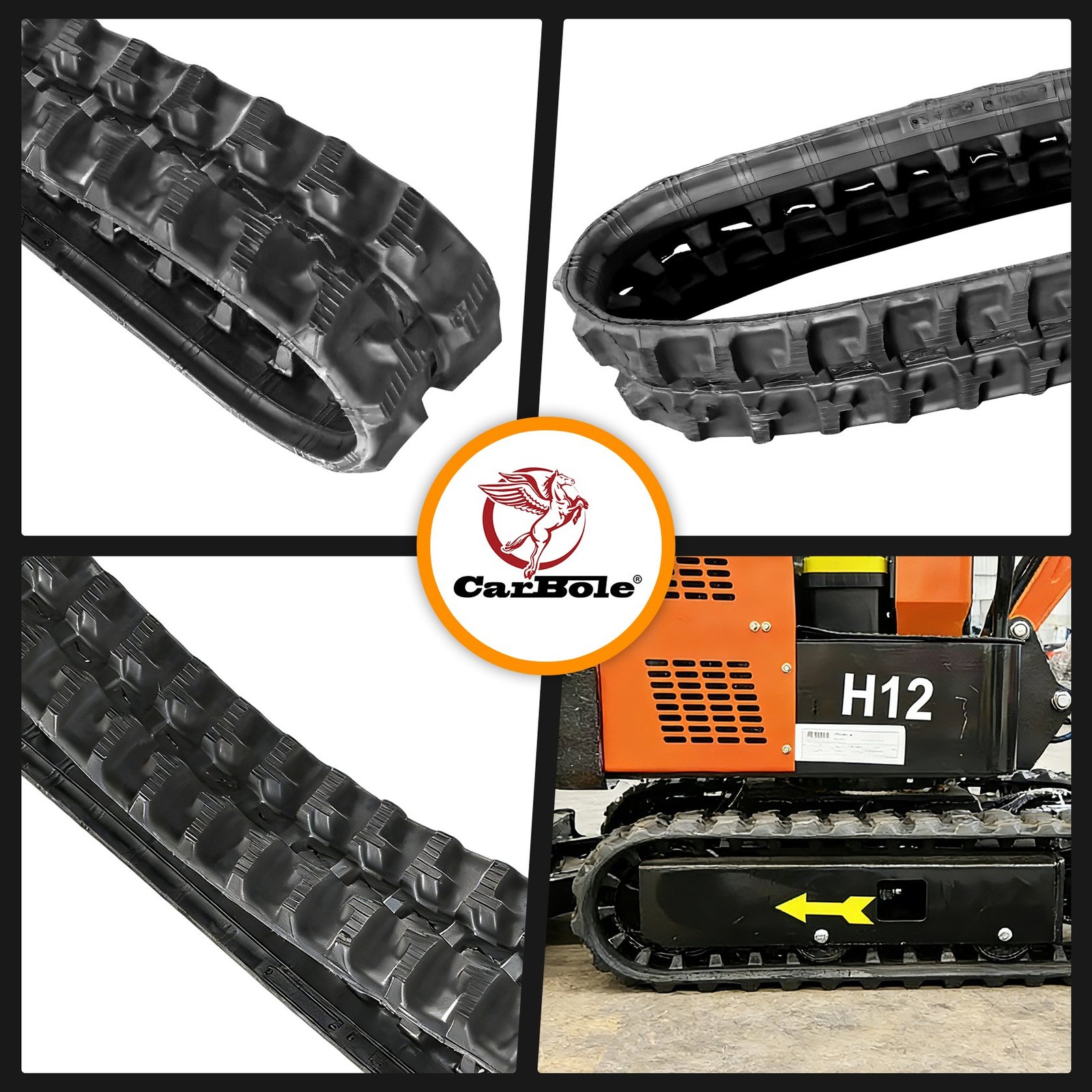 2PC 180x72x37mm Rubber Tracks Fits For AGT Excavator Models H12 H12S DM12-C H15