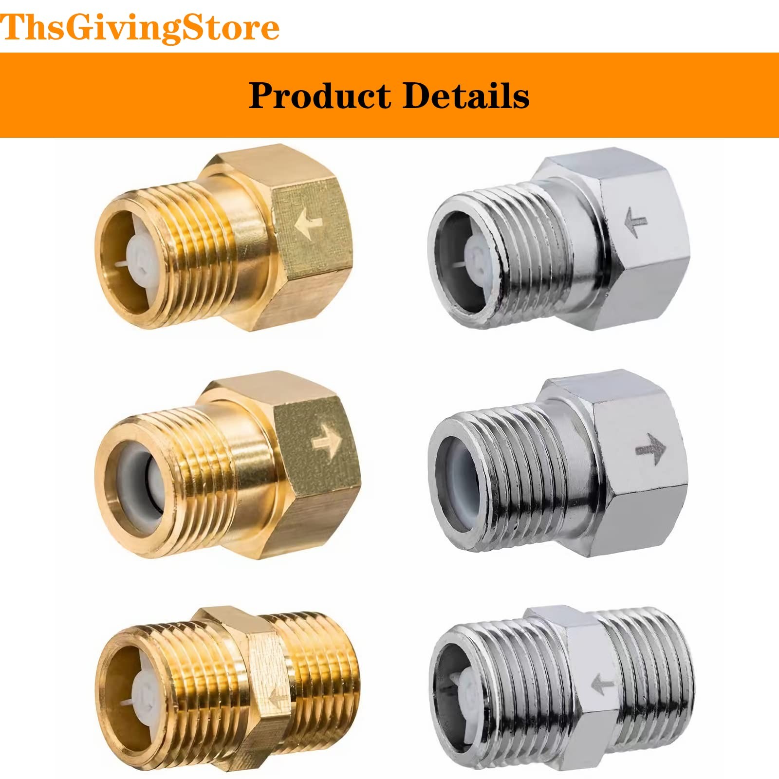 1/4 Inch Brass Check Valve Male to Female Thread One Way Non-Return Valve