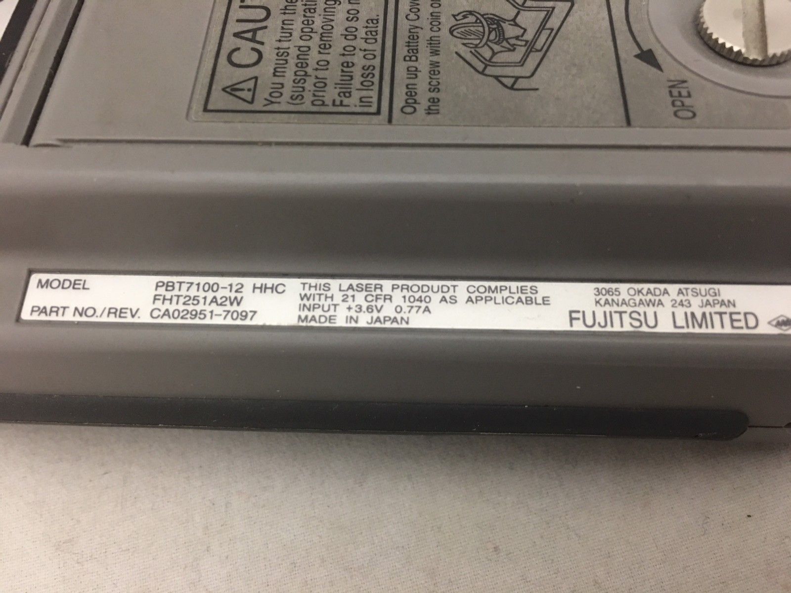 Fujitsu PBT7100-12 HHC Data Collection Terminal (FHT251A2W)