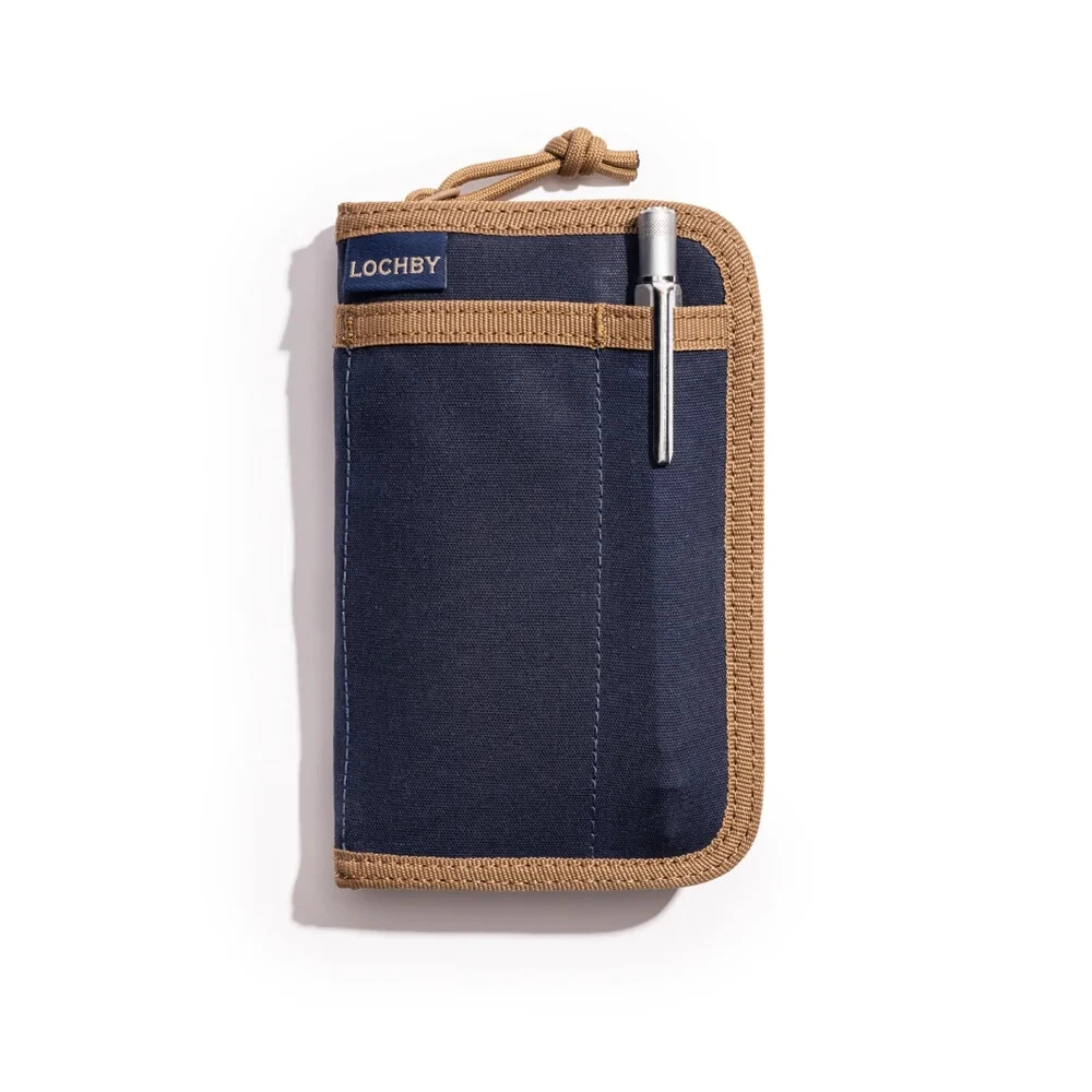 LOCHBY Pocket Journal Navy/Cream Notebook Cover | Water Resistant Waxed Canvas